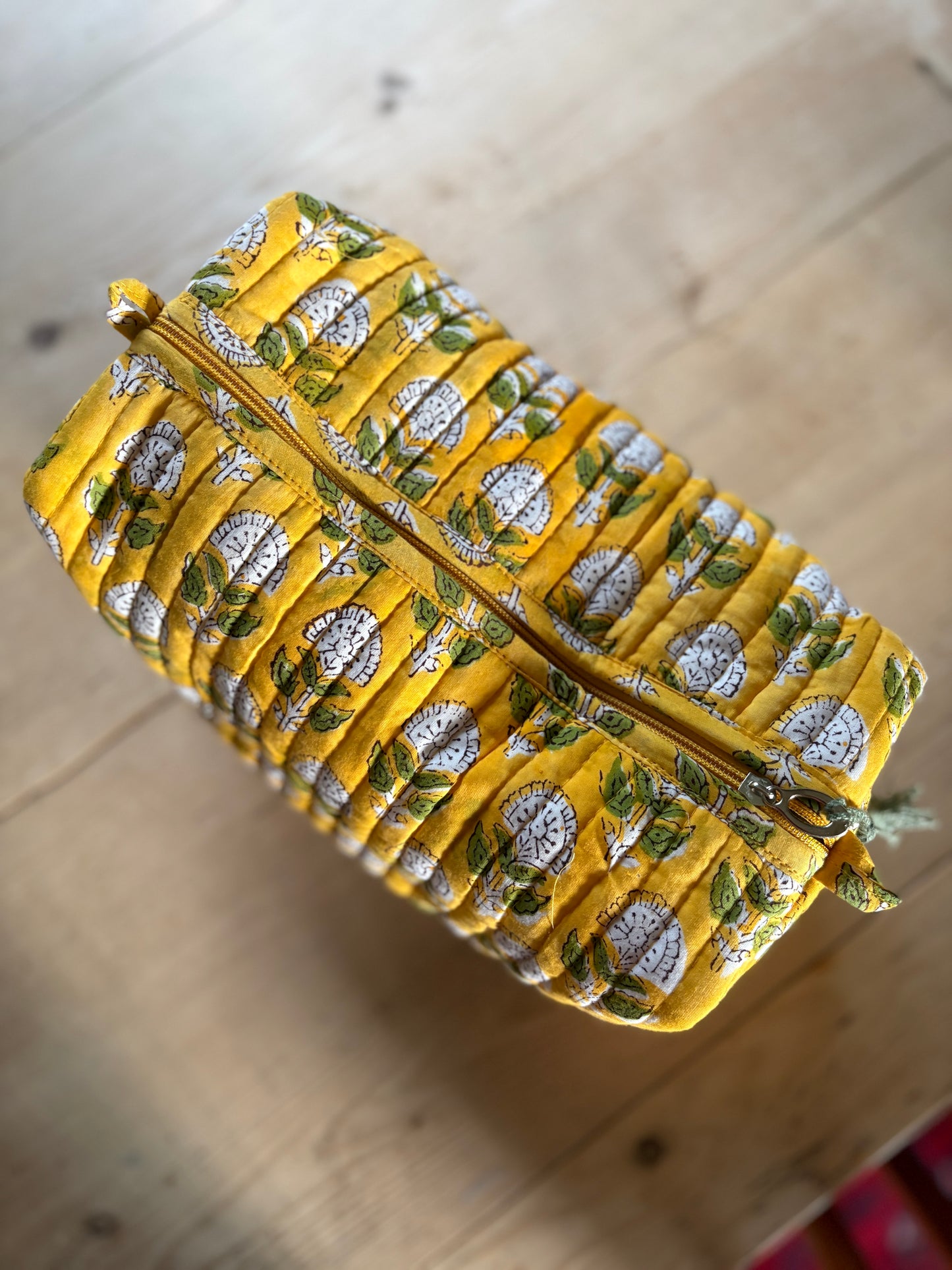 Sunflower Blockprint Travel Washbag