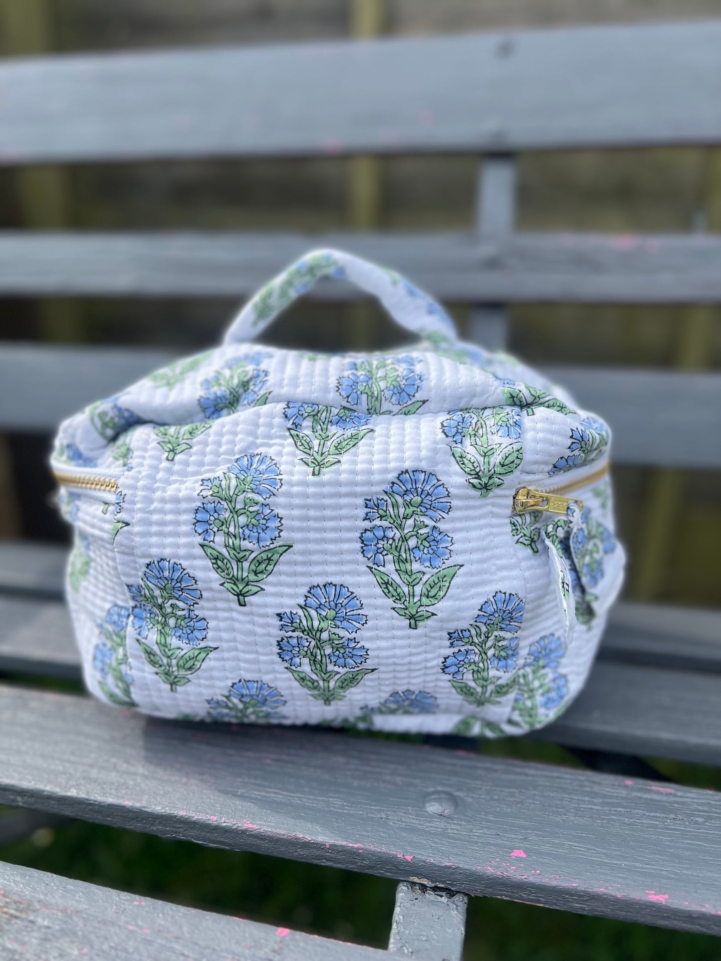 Blue Jaipur Flower Makeup Case