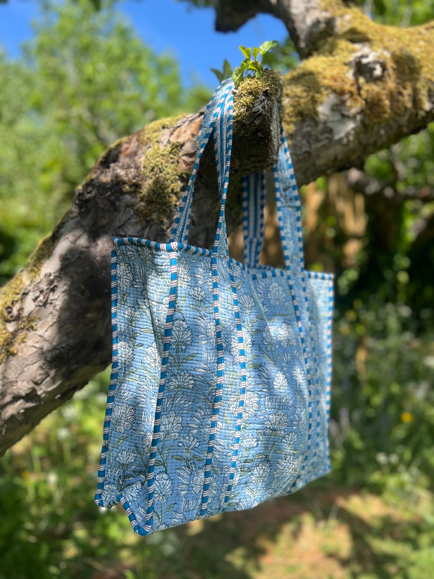 Blue Floral Tote Bag