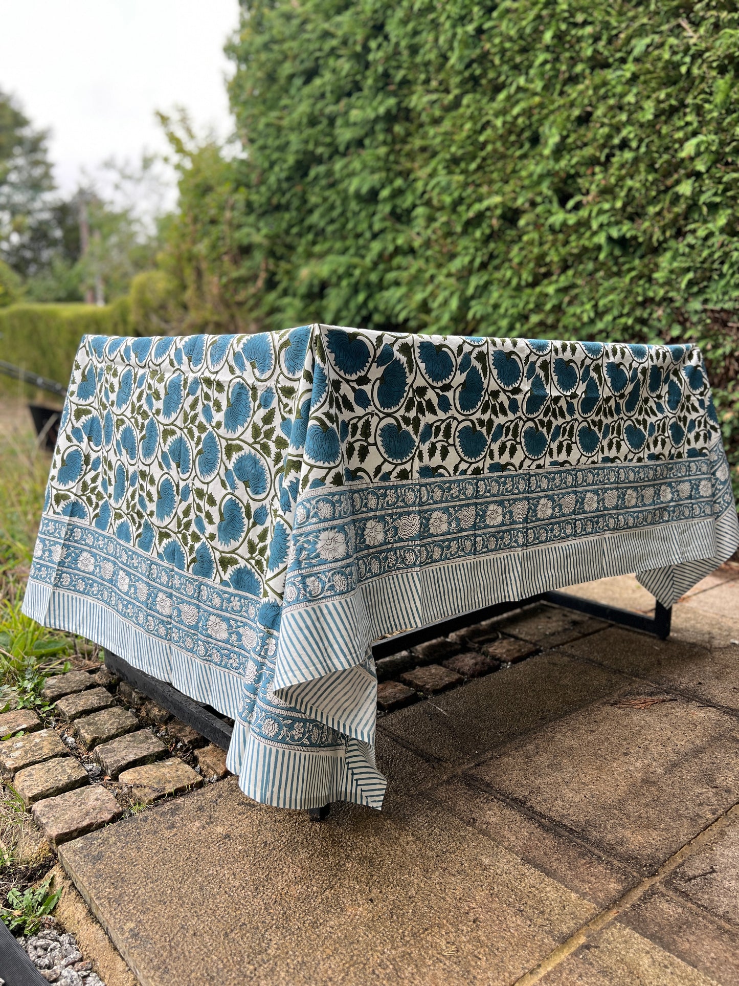Navy Floral Table Cloth