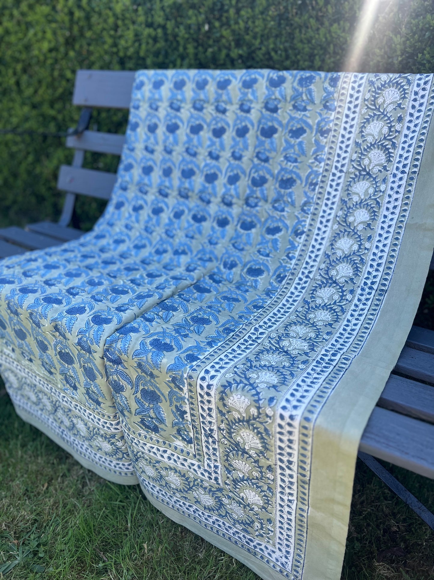 “Asia” Block-Print Cotton Table Cloth