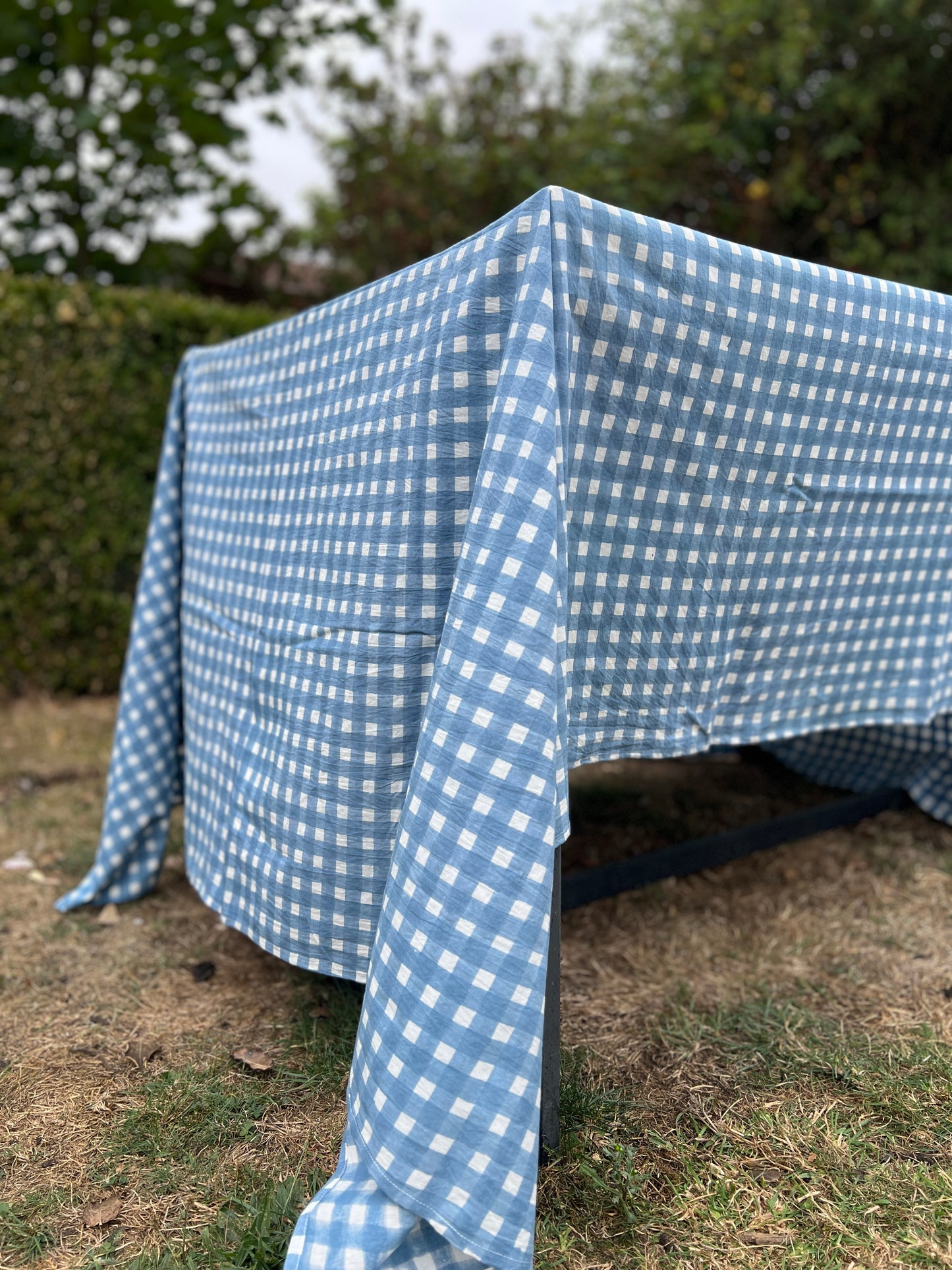 Navy Gingham Table Cloth
