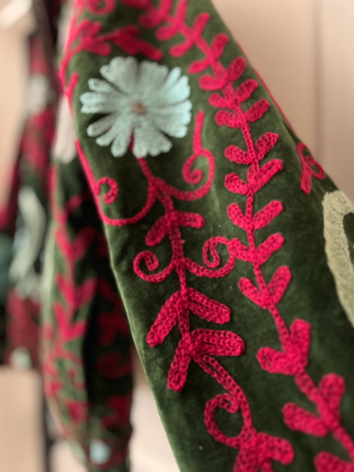 Kerala Green Velvet Suzani Jacket