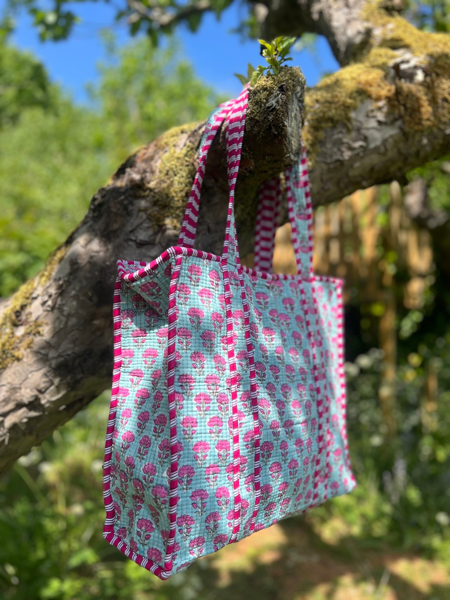 Bright pink and blue Tote Bag
