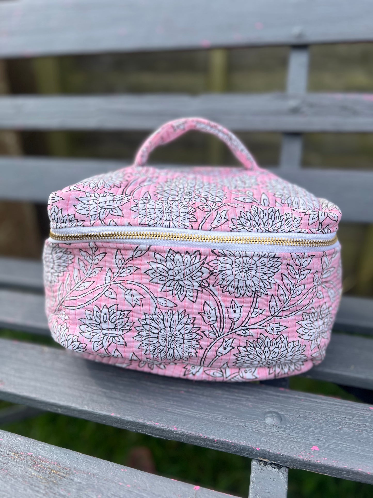 Pink Floral Makeup Case