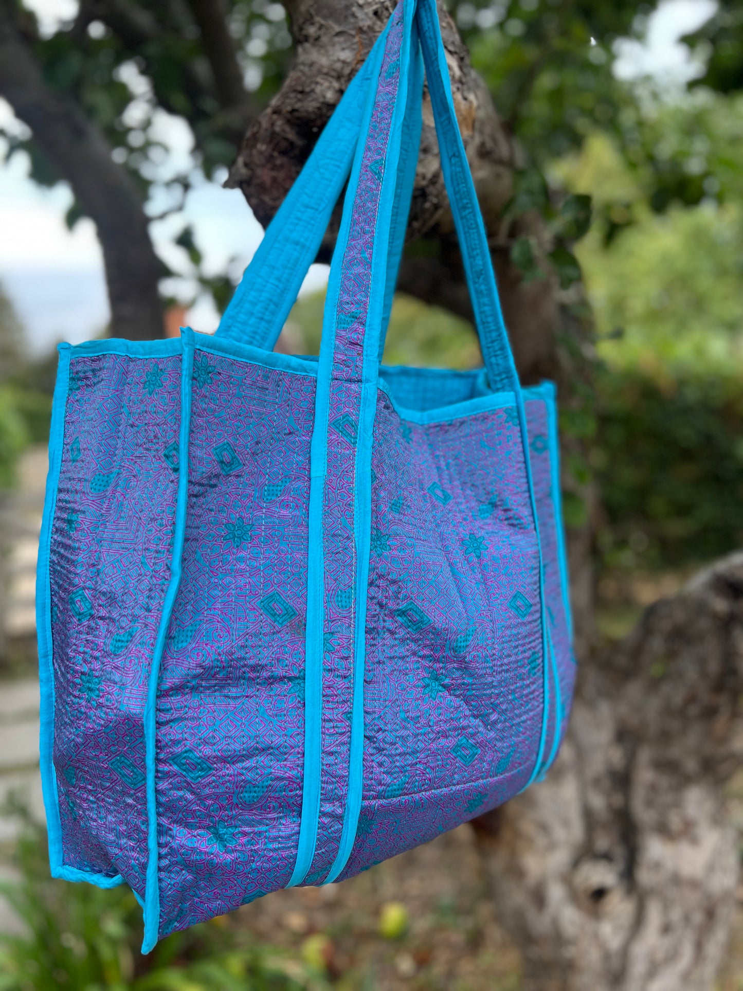 Bombay Blue Silk Sari Tote