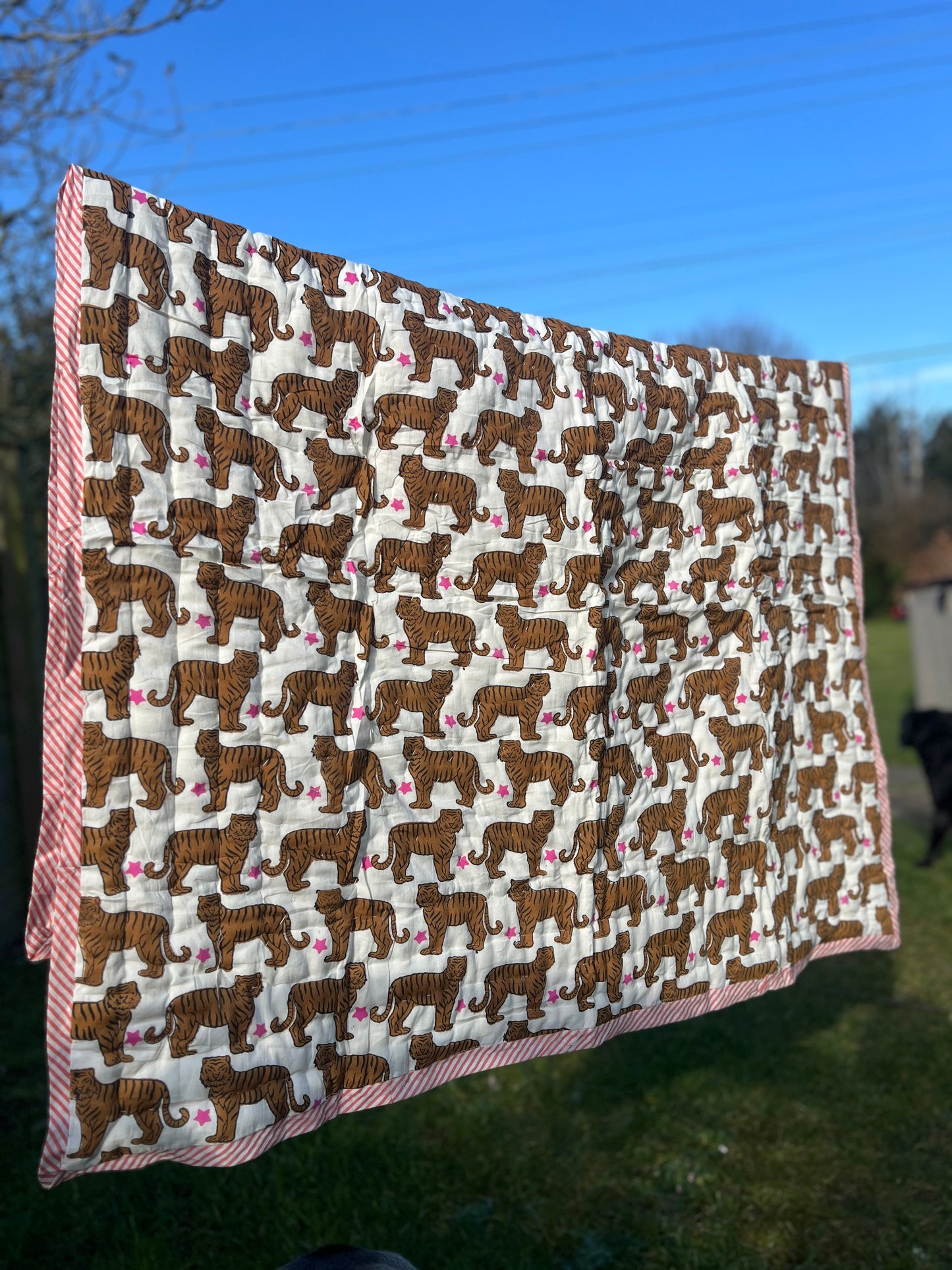 Tiger with Burnt Orange Stripes Childs Quilt