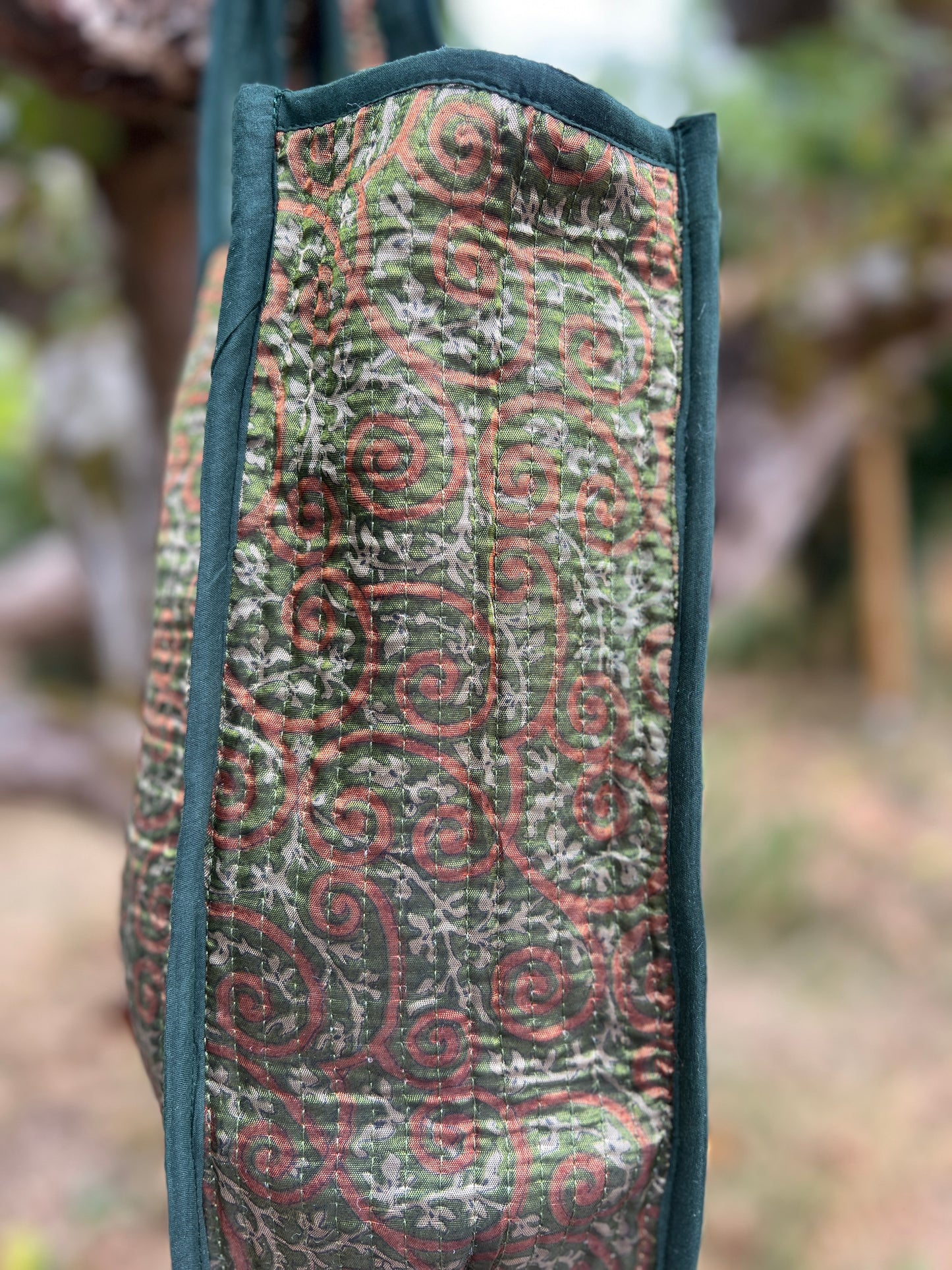 Emerald Green Silk Sari Tote