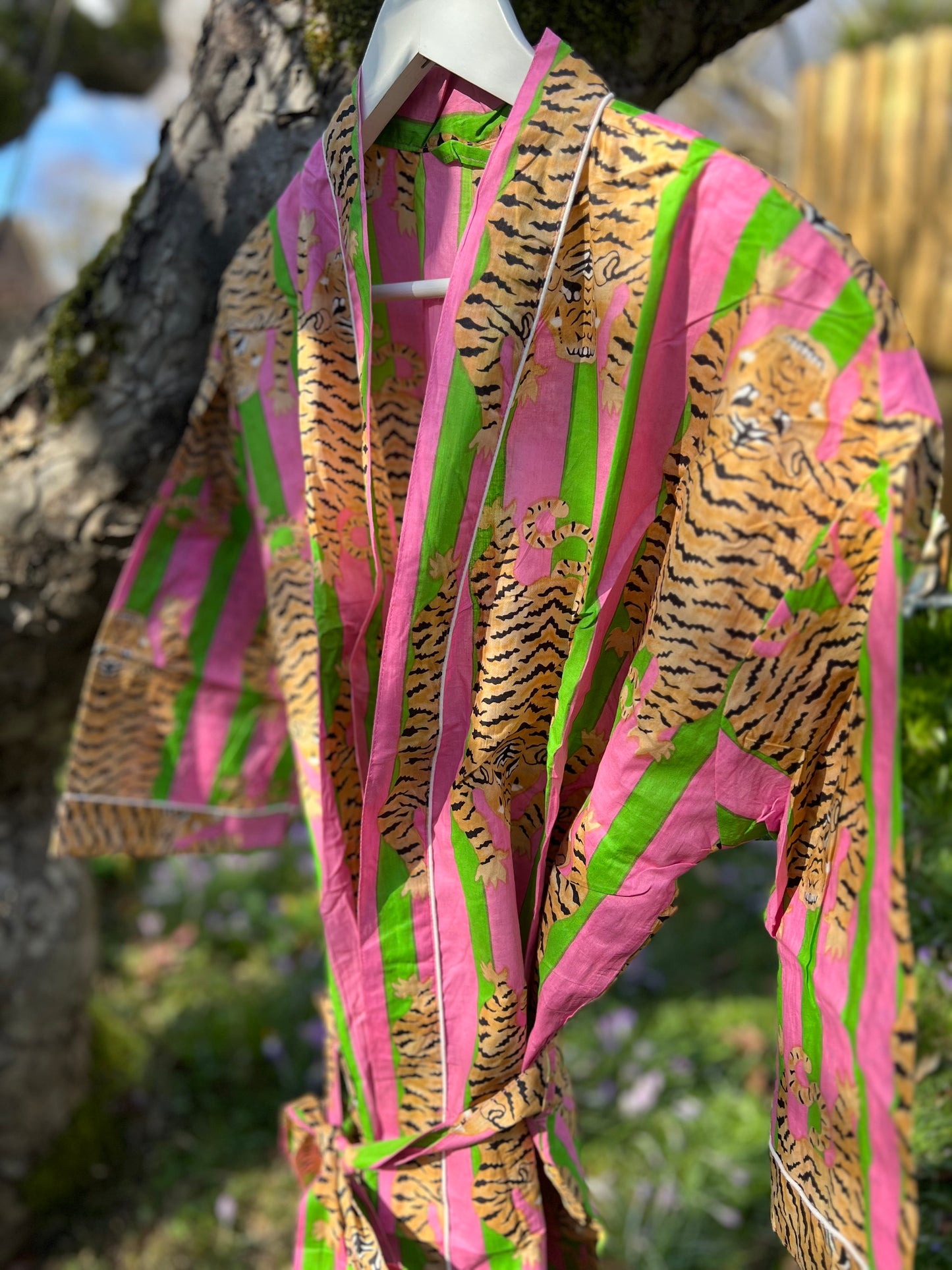 Pink and Green Tiger Stripe Dressing Gown