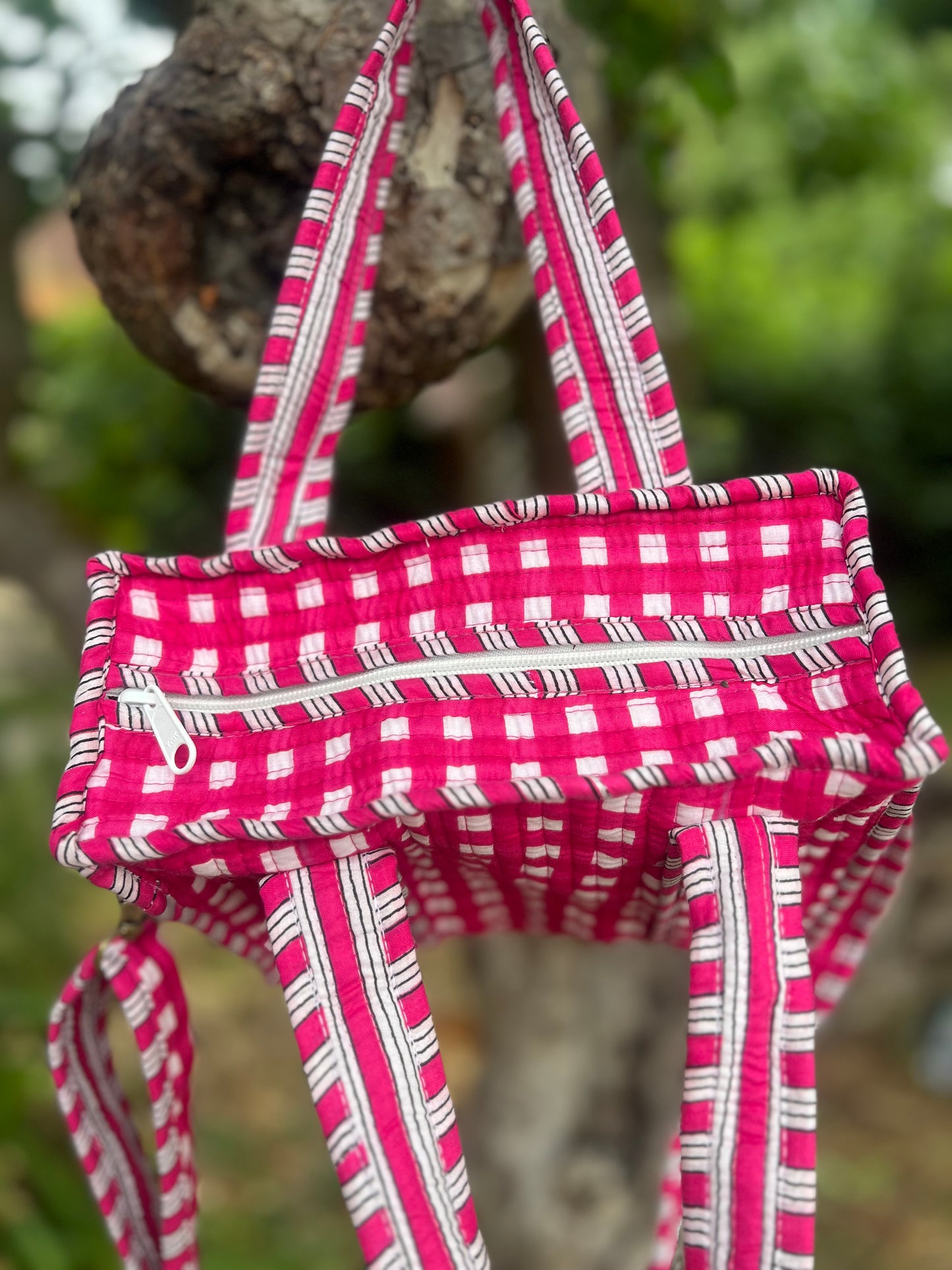 Super Mini Tote - Bright Pink Gingham