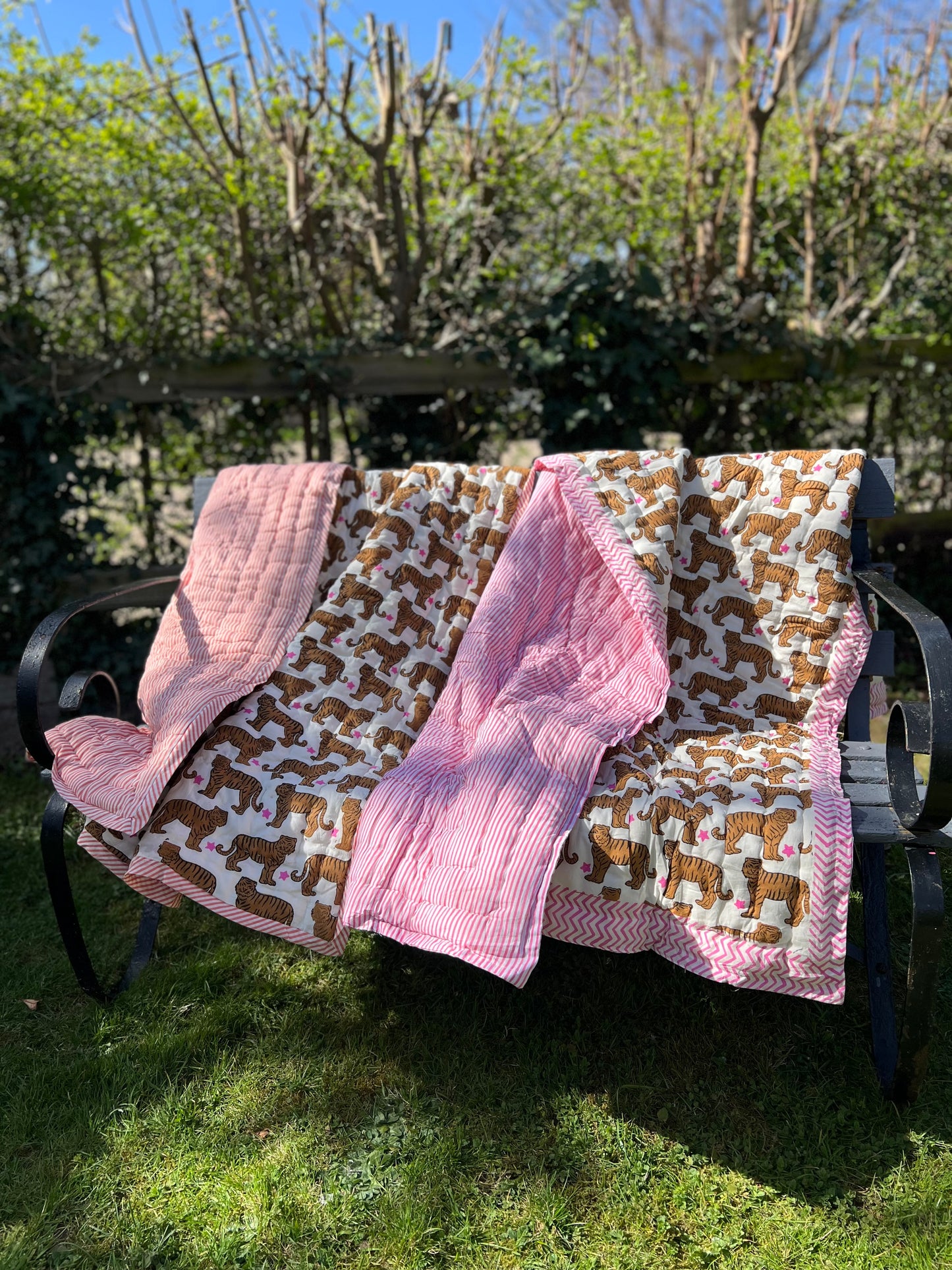Tiger with Pink Stripes Childs Quilt