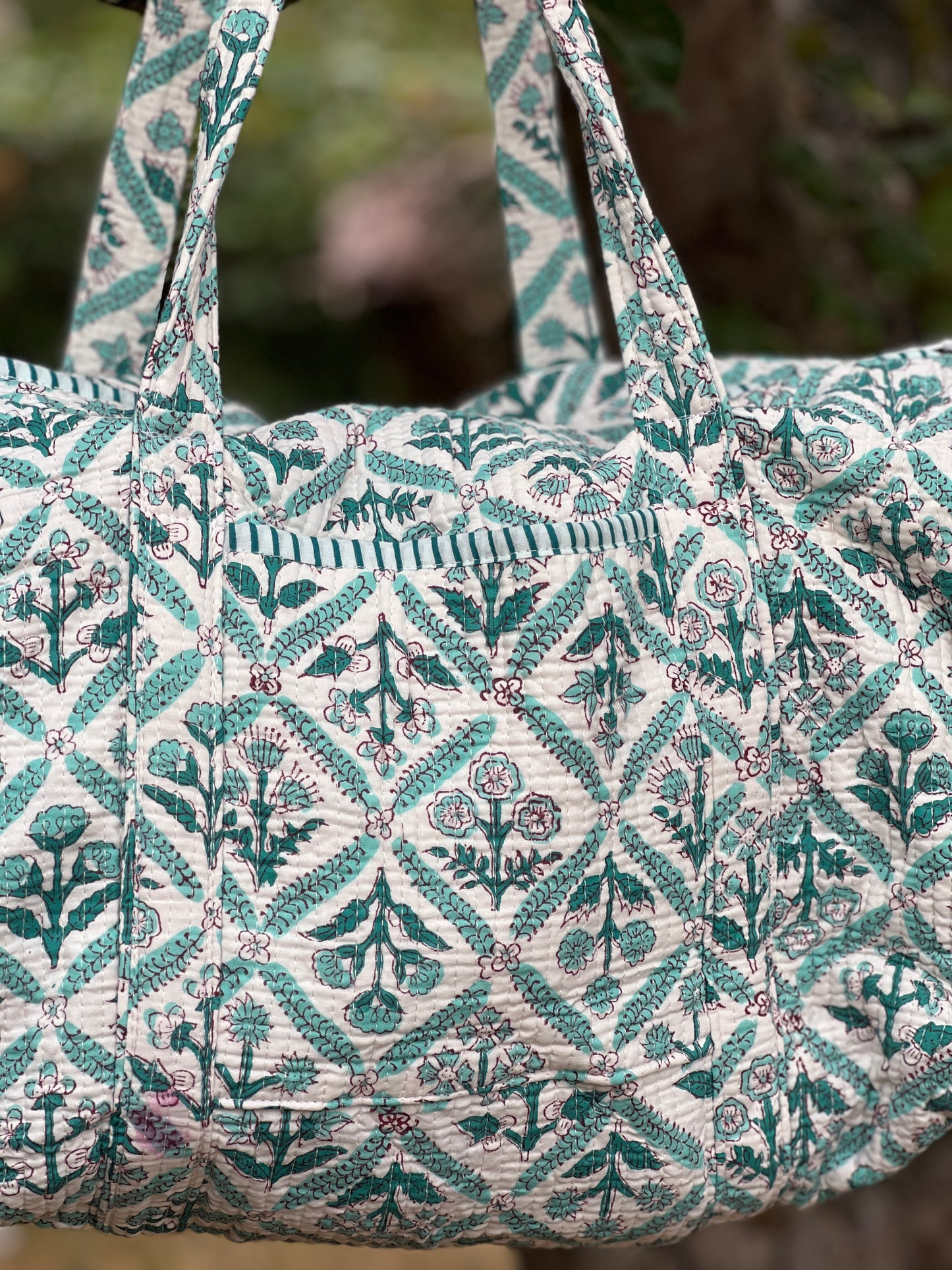 Blue Jaipur Flower Weekend Bag