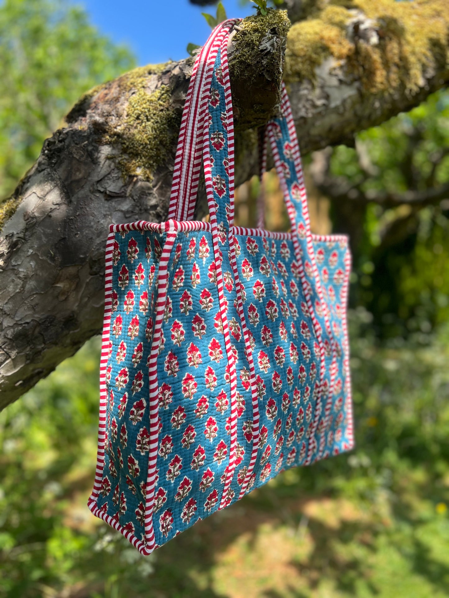 Bombay Blue and Red Tote Bag