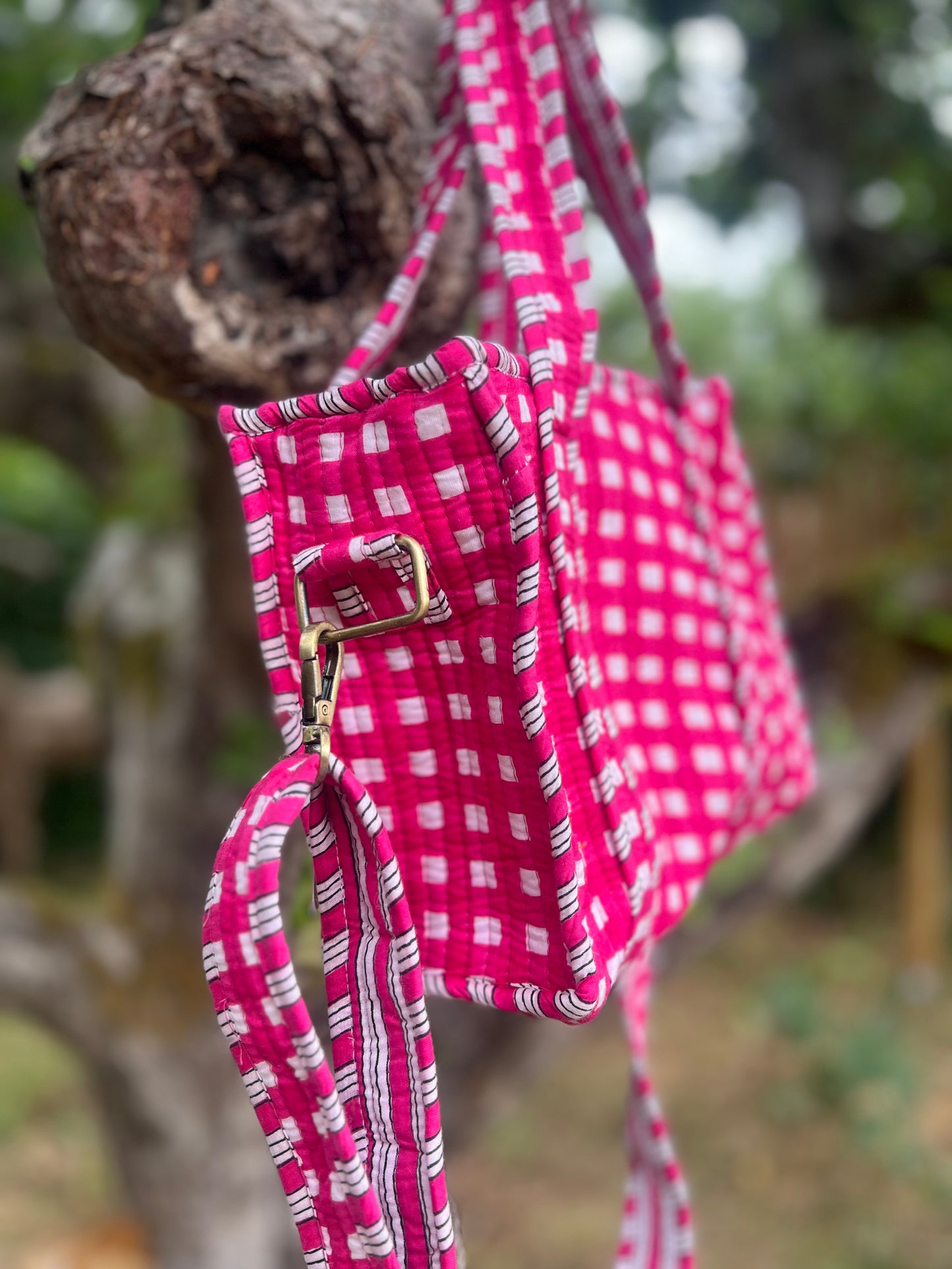 Super Mini Tote - Bright Pink Gingham