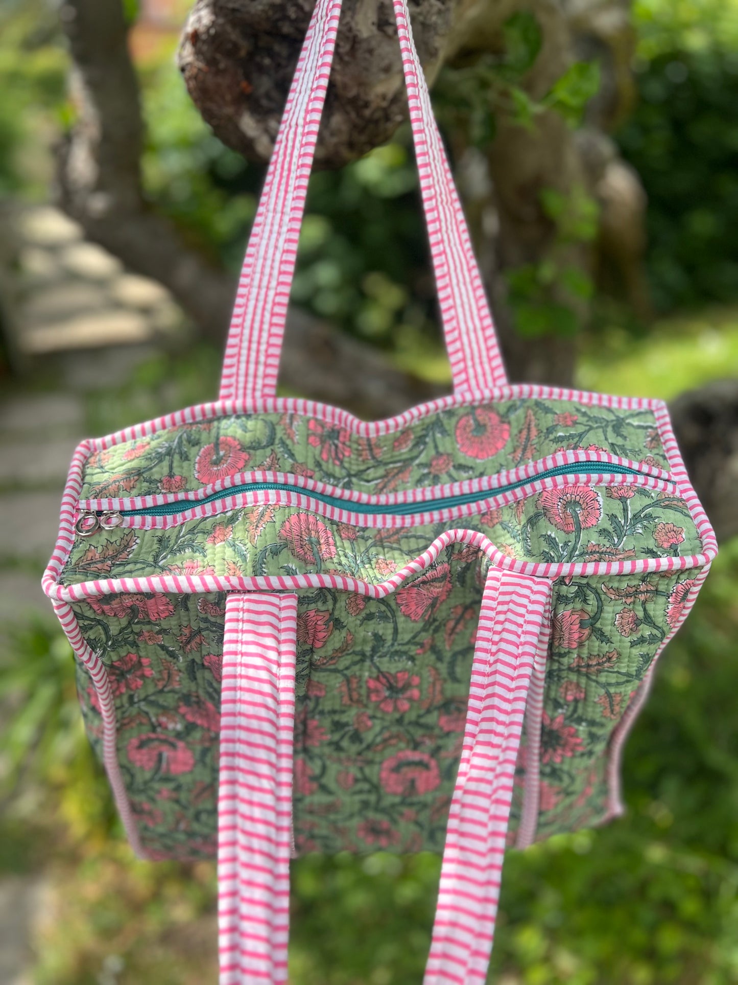 Kerala Green and Pink Tote bag