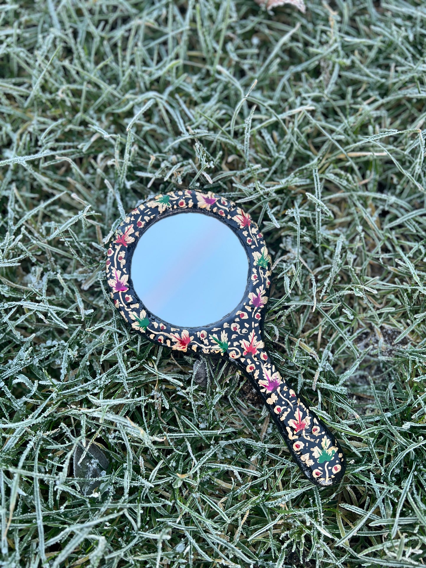 Black and Gold Handpainted Mirror