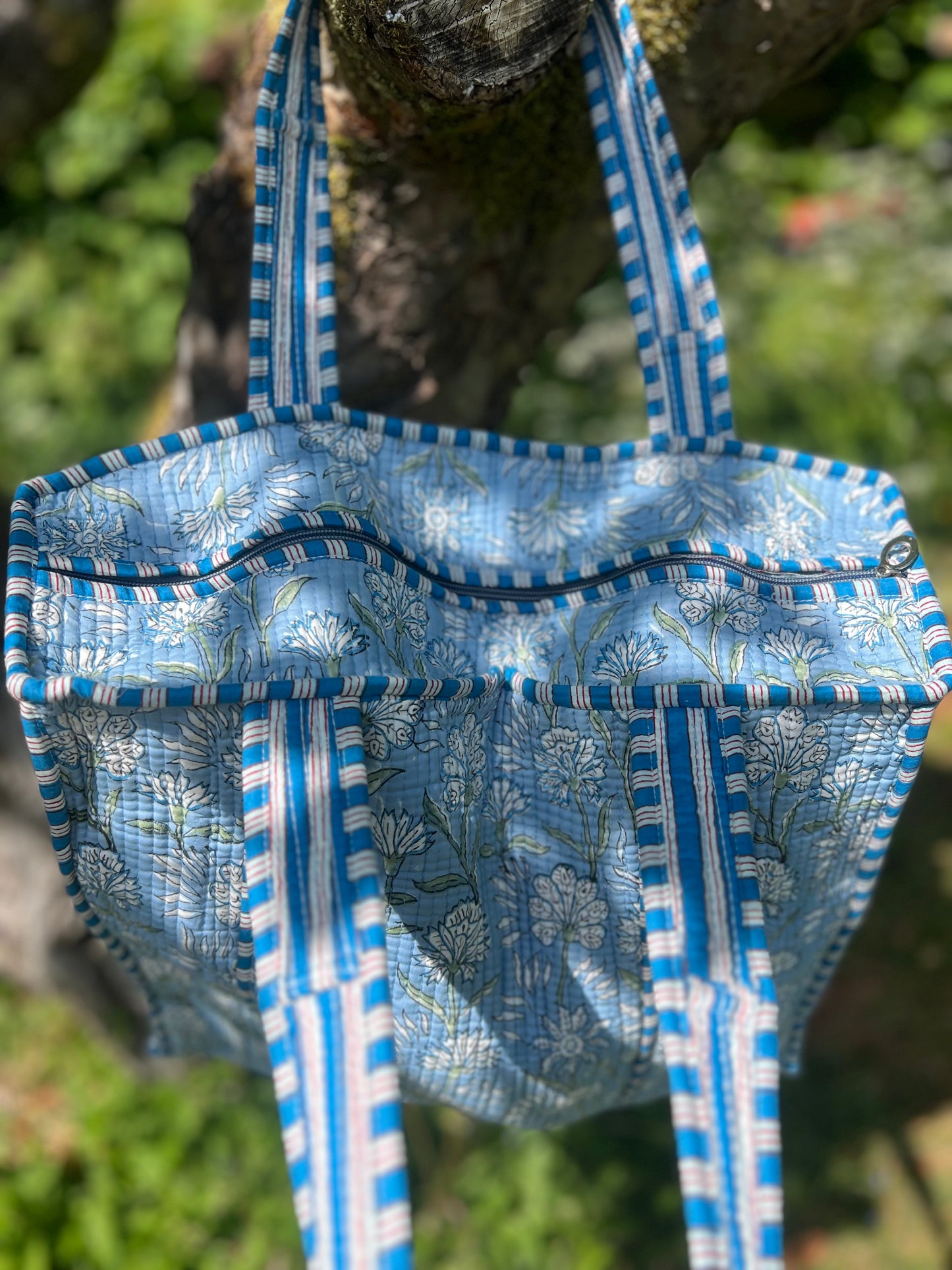 Blue Floral Tote Bag