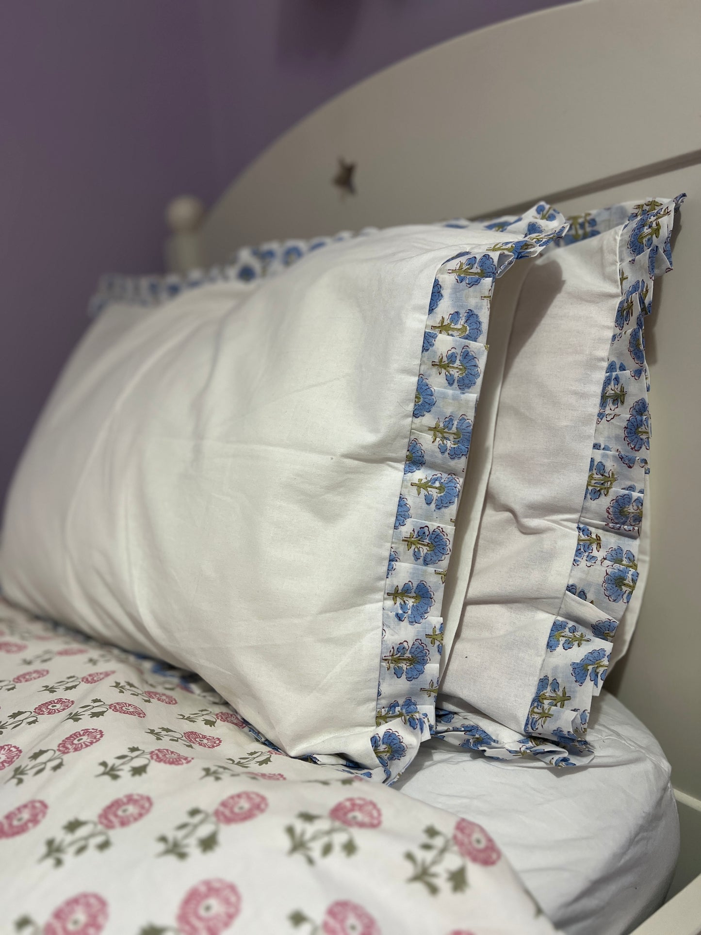 Cotton Pillow Case Set- Blue Booti