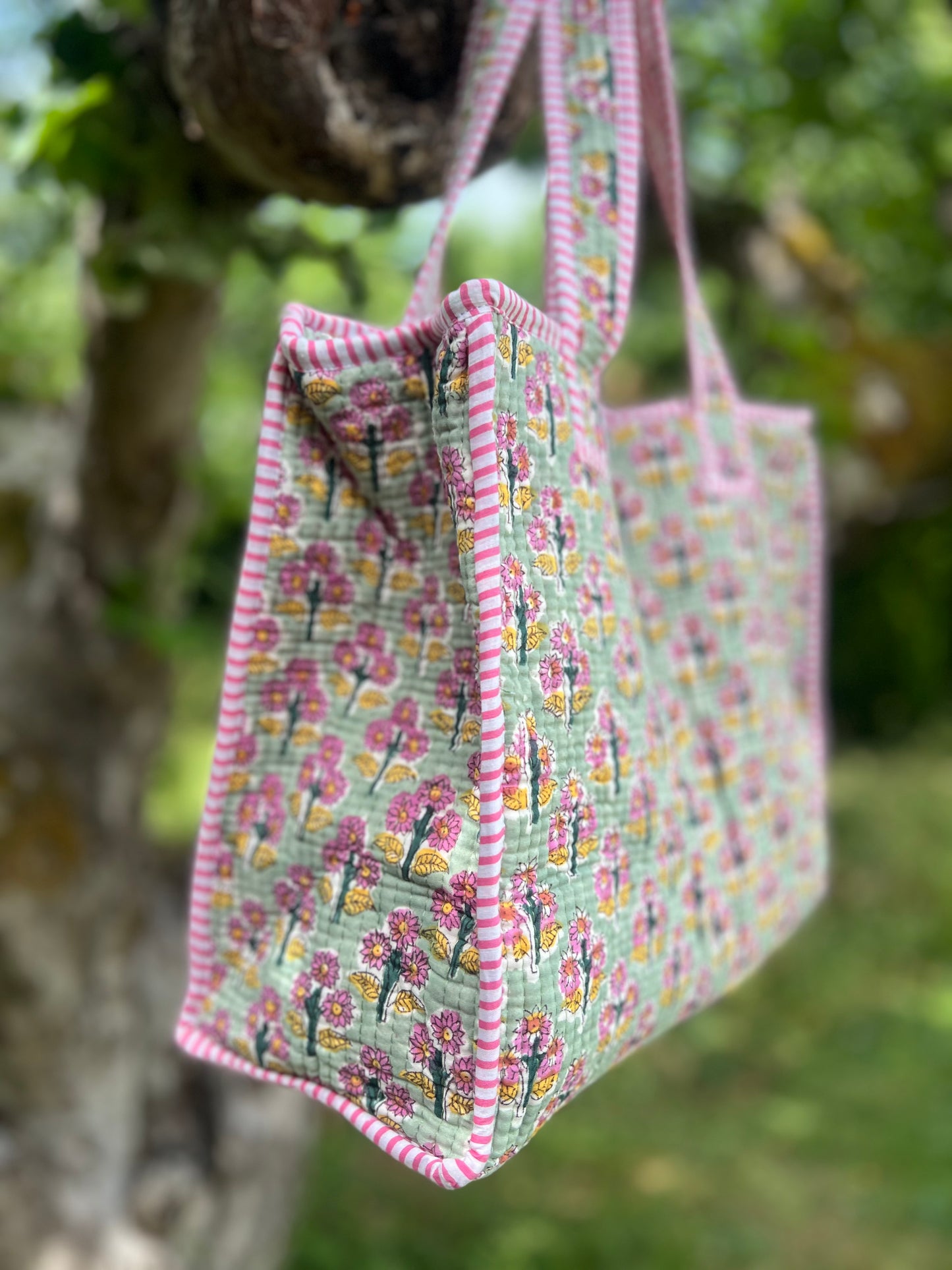 Sage and Pink Mini Tote Bag
