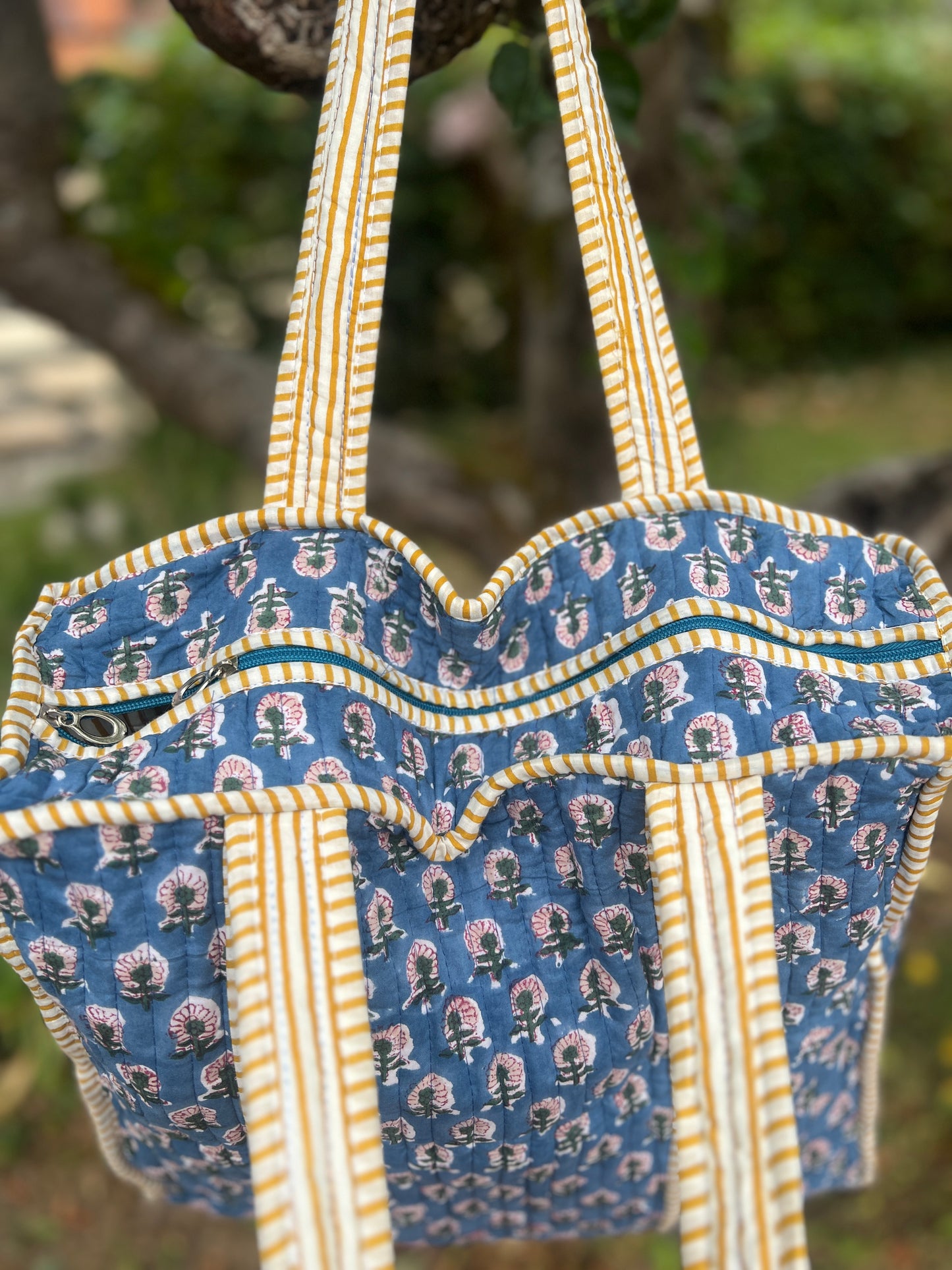 Navy and Mustard Tote