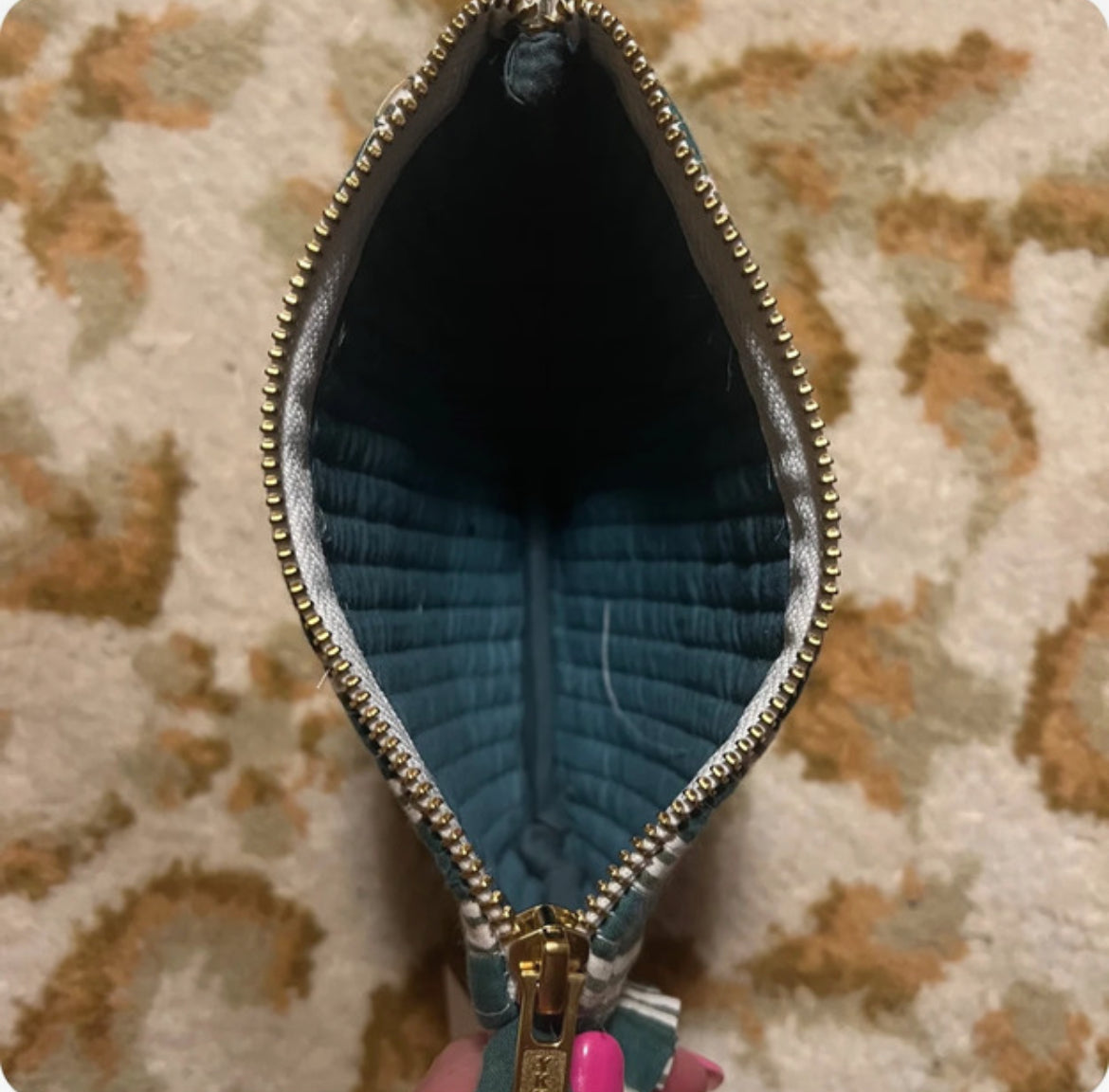 Green Striped Pouch