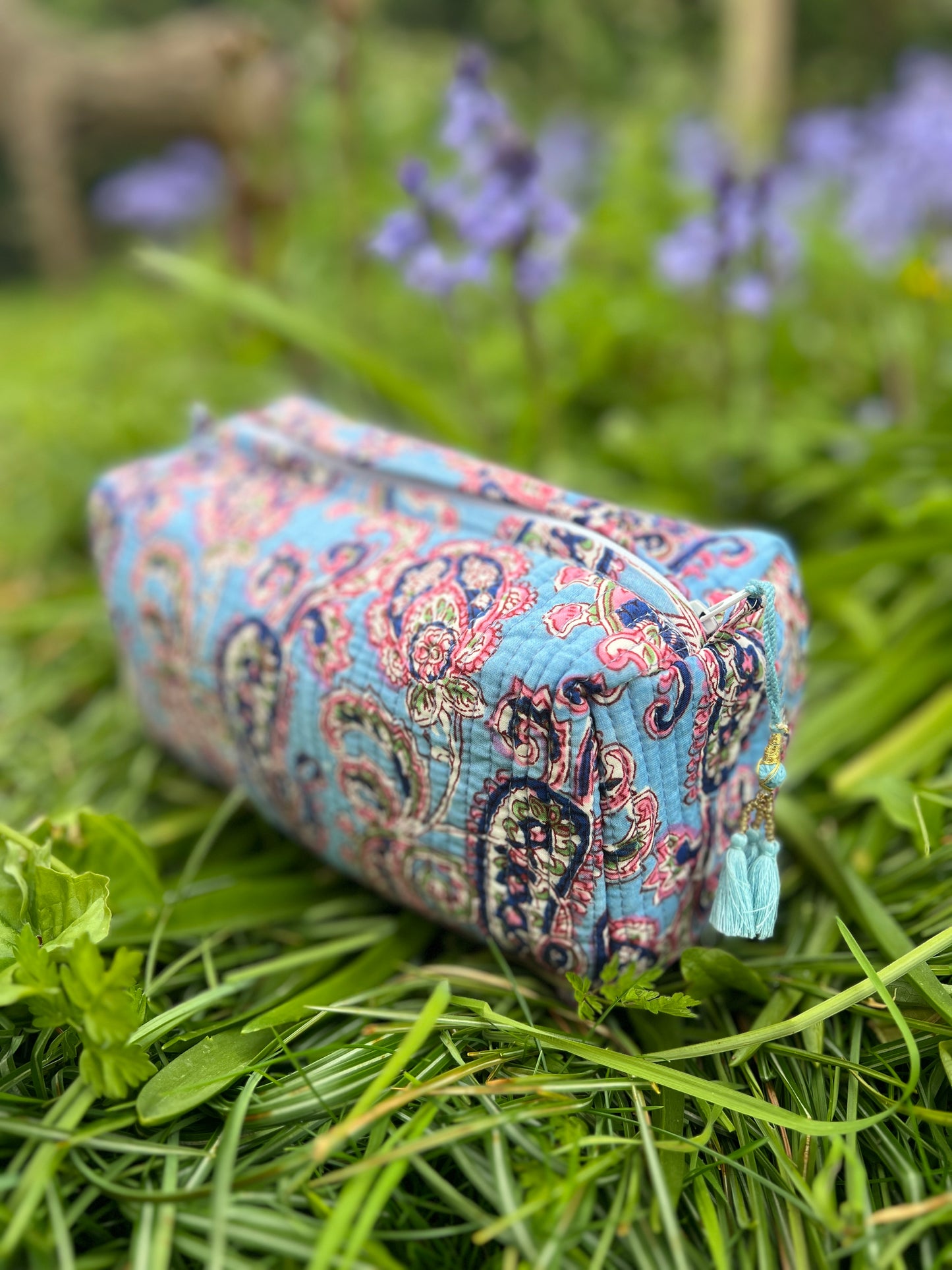 Blue Paisley Blockprint Washbag