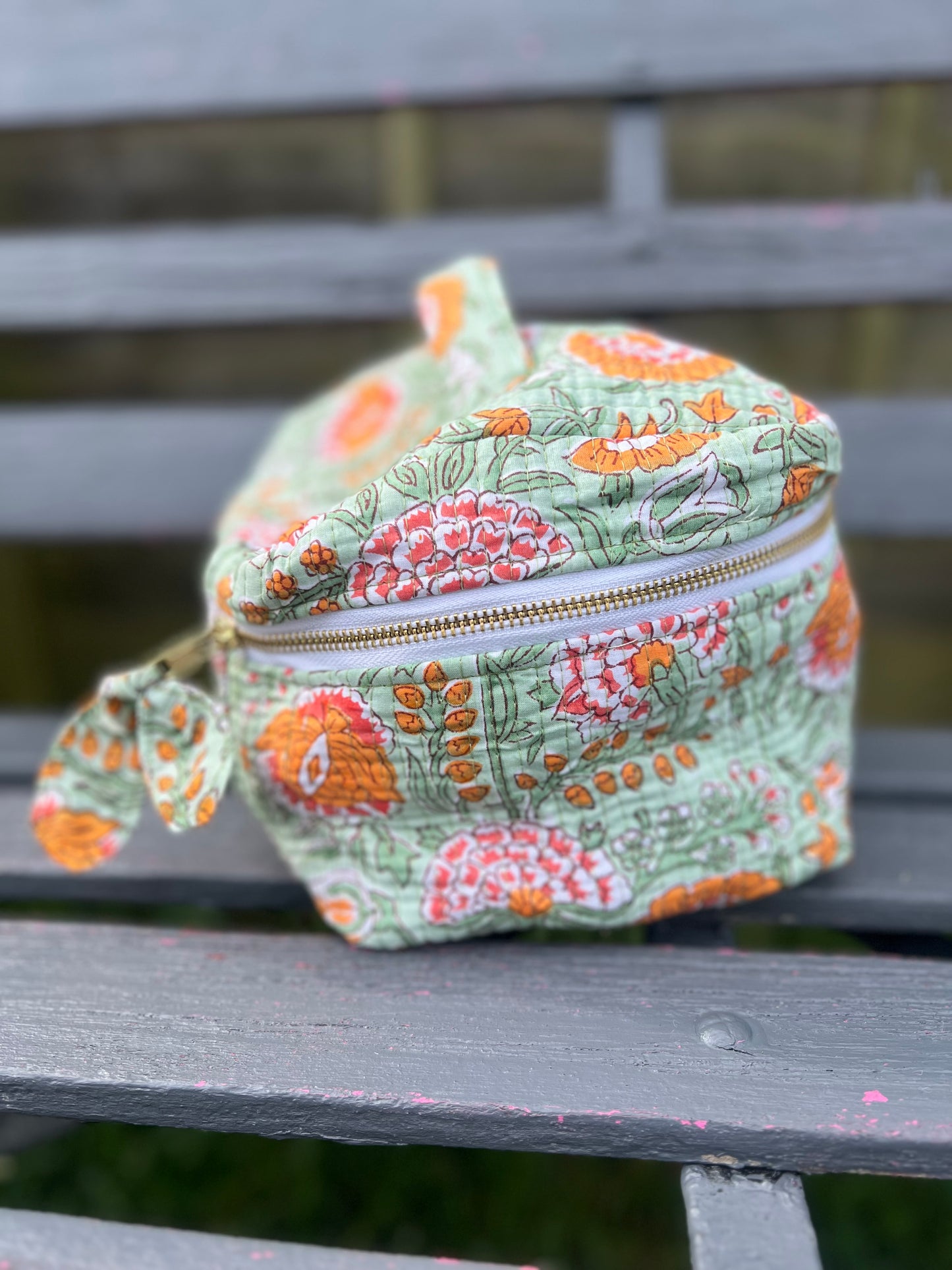 Green and Orange Carnation Makeup Case