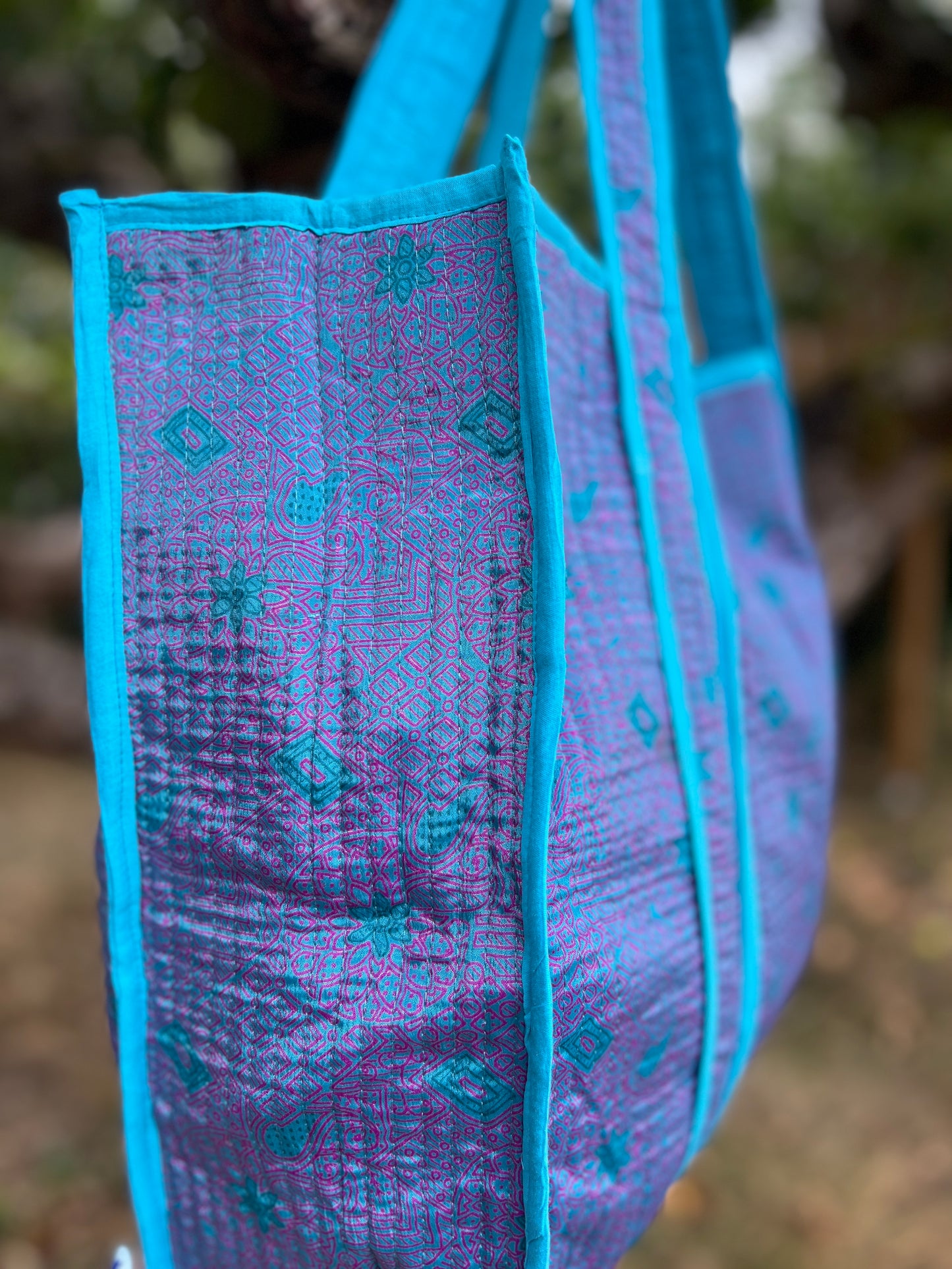 Bombay Blue Silk Sari Tote