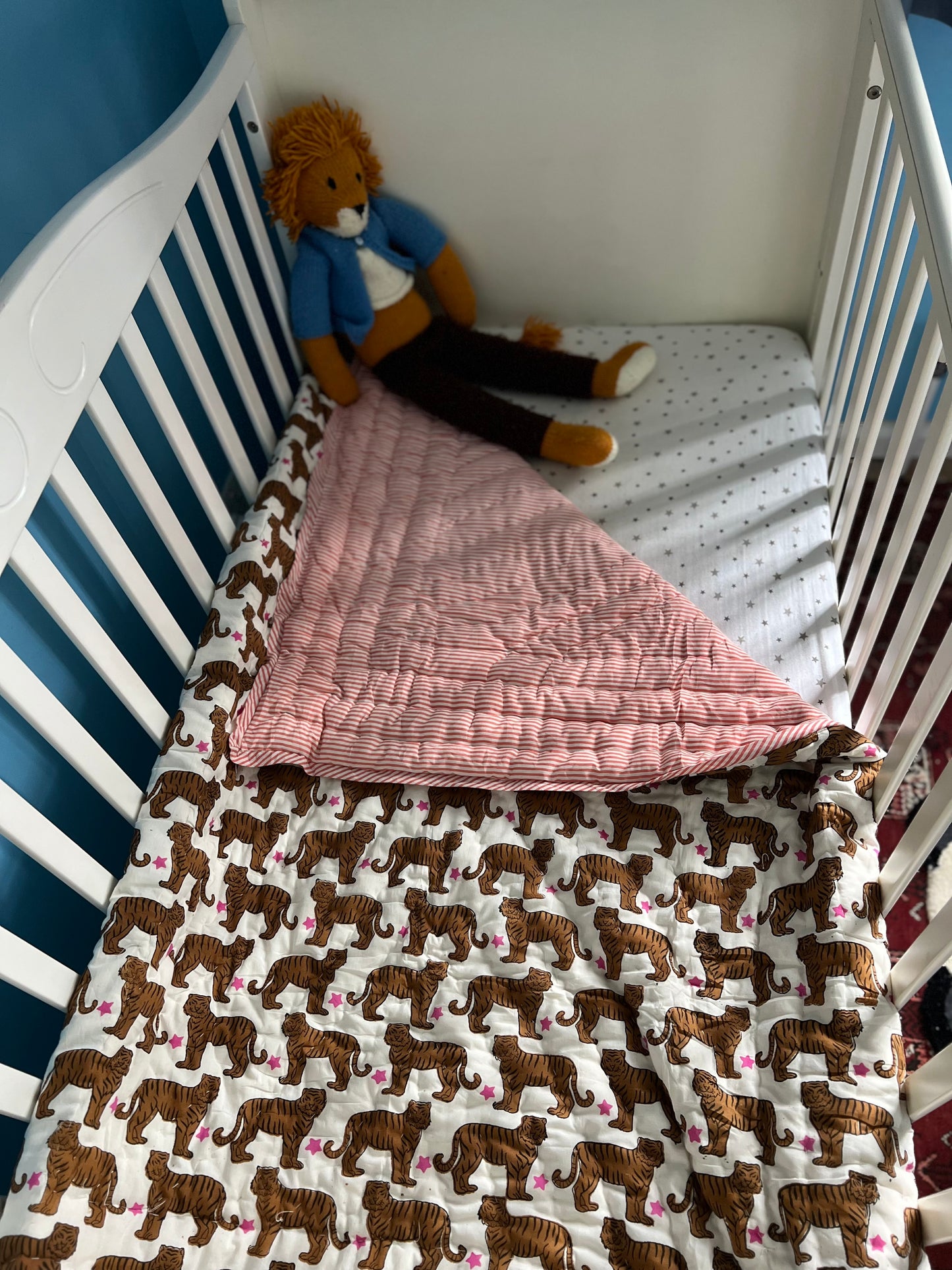 Tiger with Burnt Orange Stripes Childs Quilt