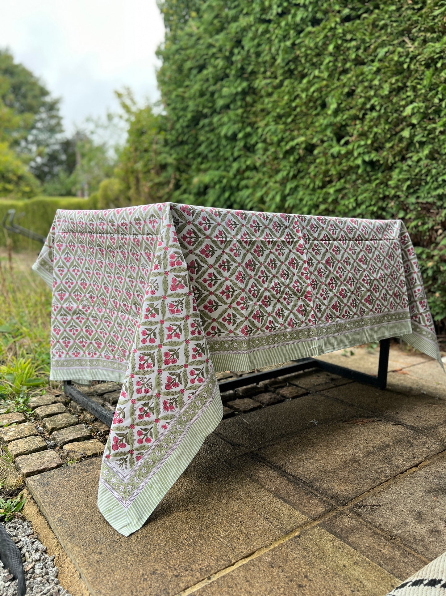 Lime Green and Pink Table Cloth