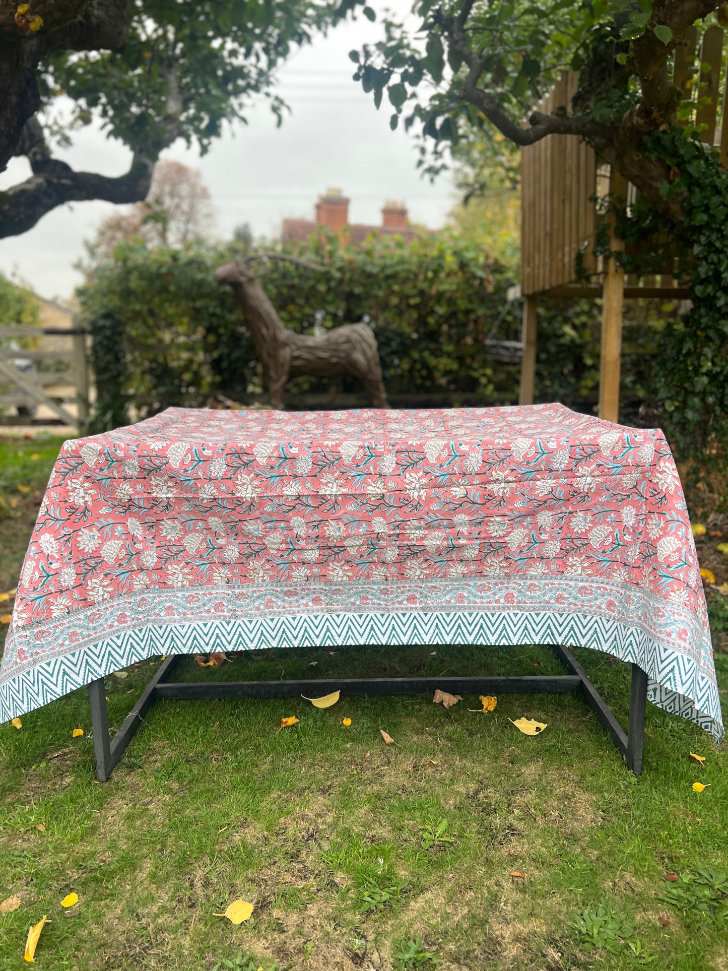 Delicate Peach Floral Table Cloth