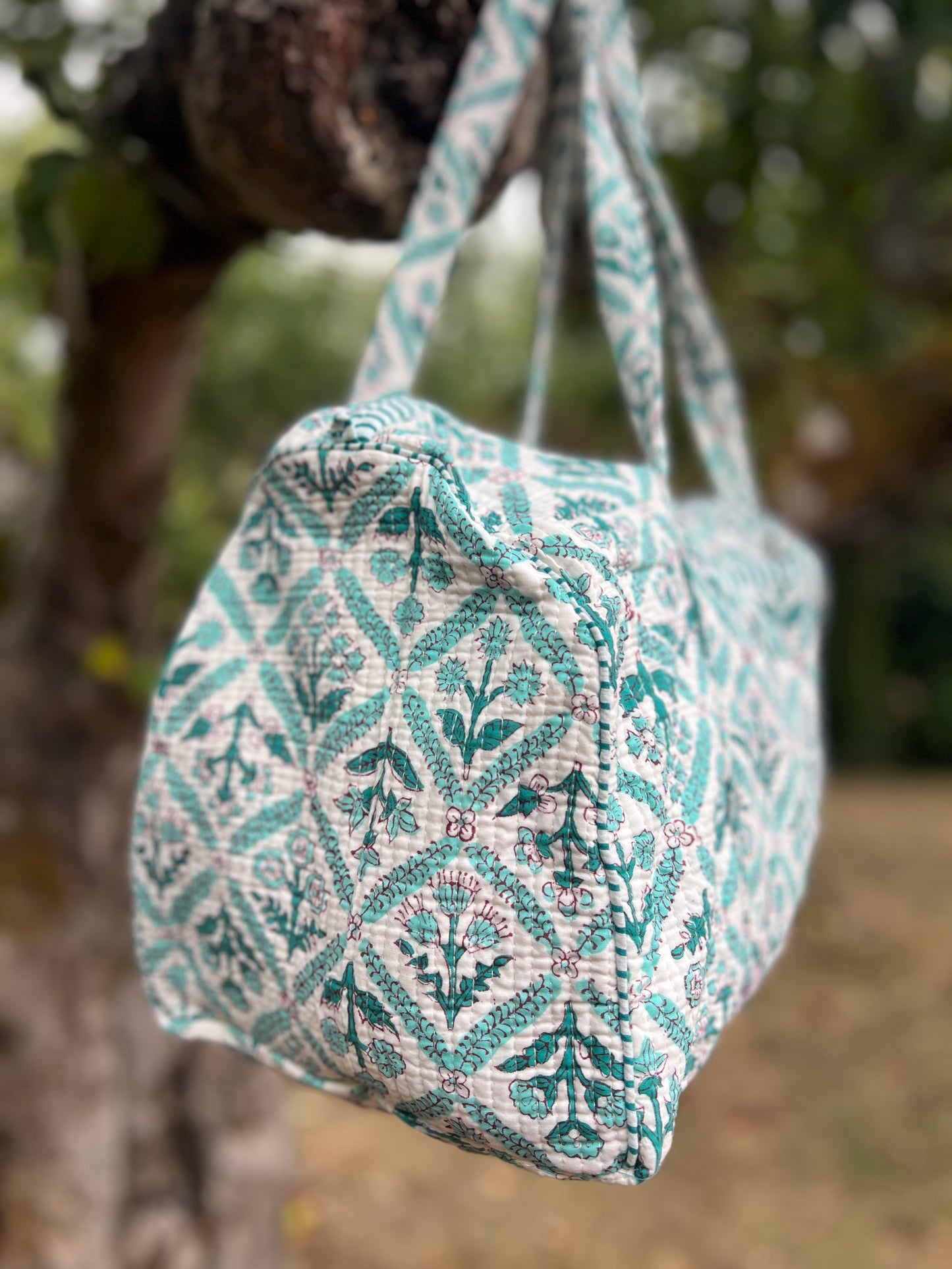 Blue Jaipur Flower Weekend Bag