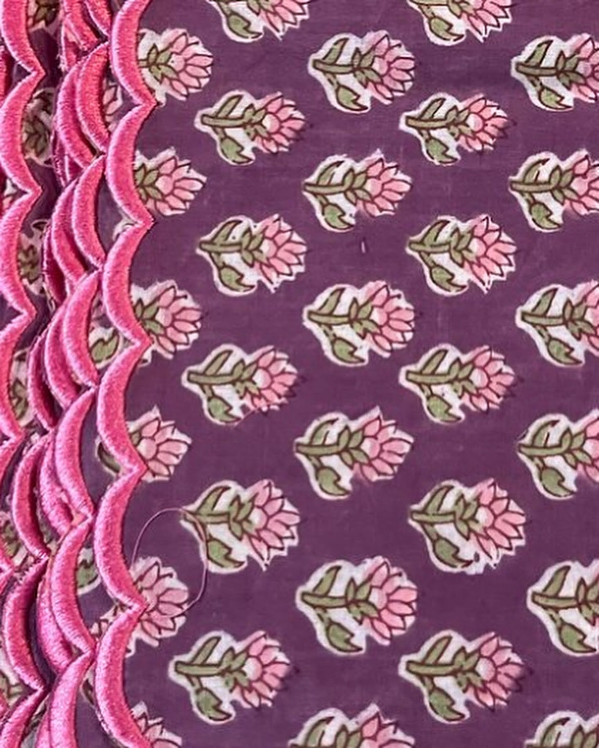 Purple and Pink Scalloped Napkins x 6