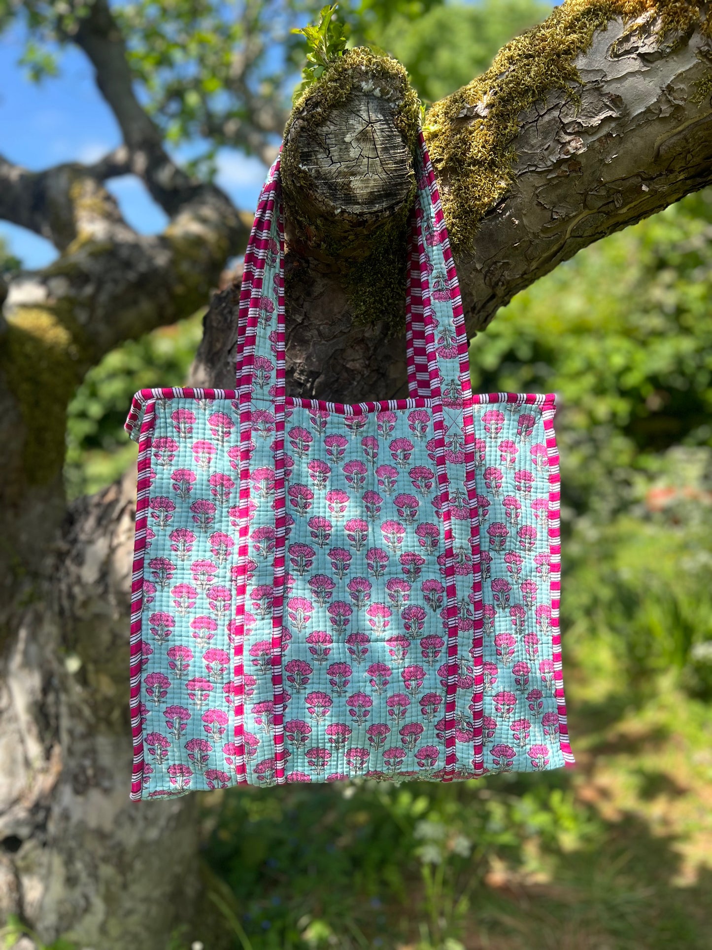 Bright pink and blue Tote Bag