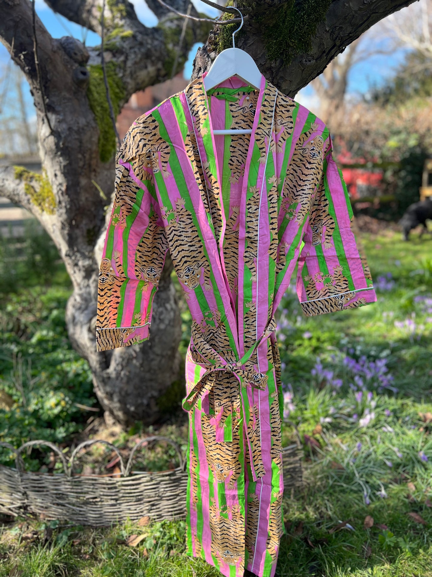 Pink and Green Tiger Stripe Dressing Gown