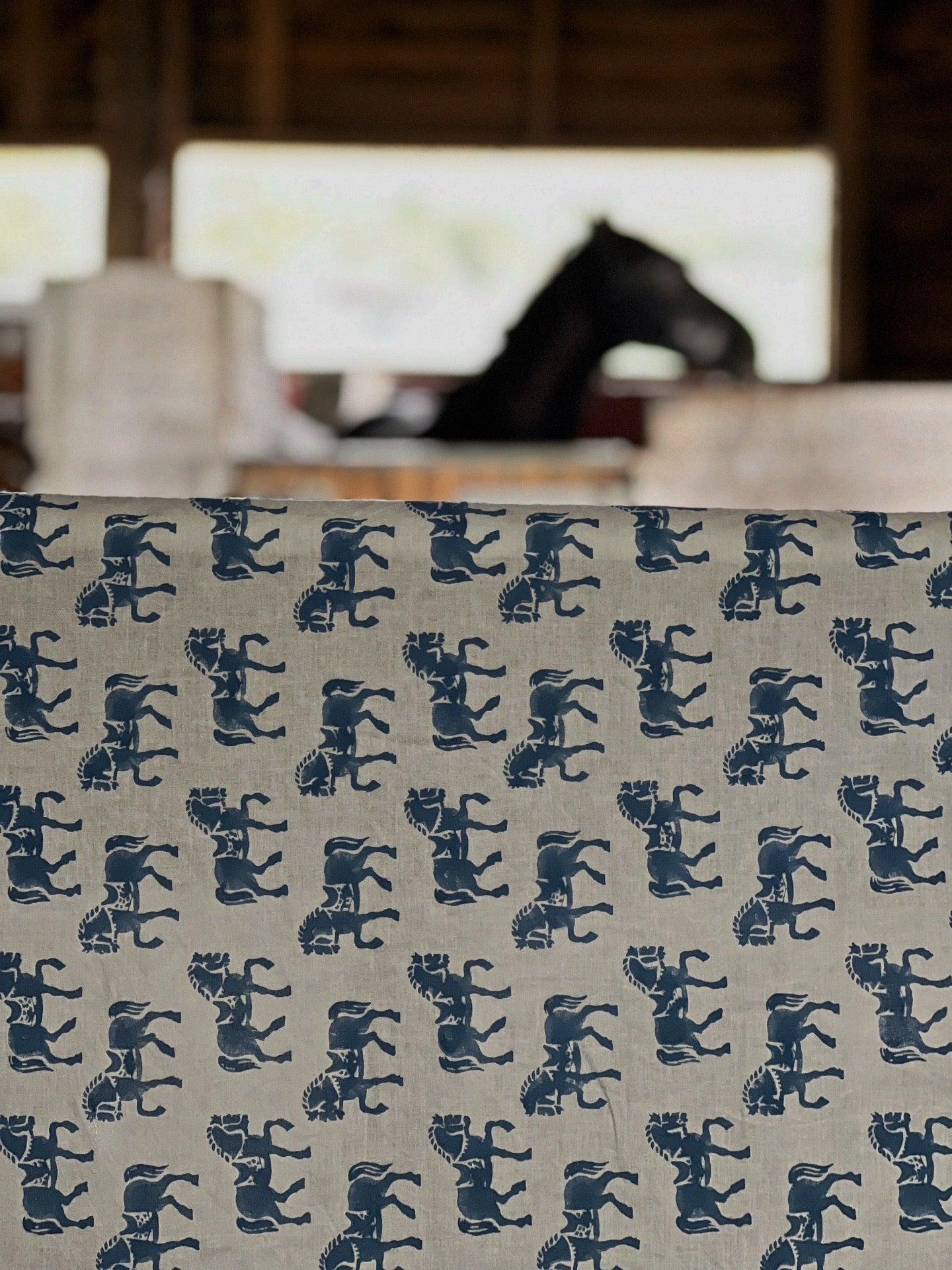 Galloping Horse Table Cloth - Sapphire Blue