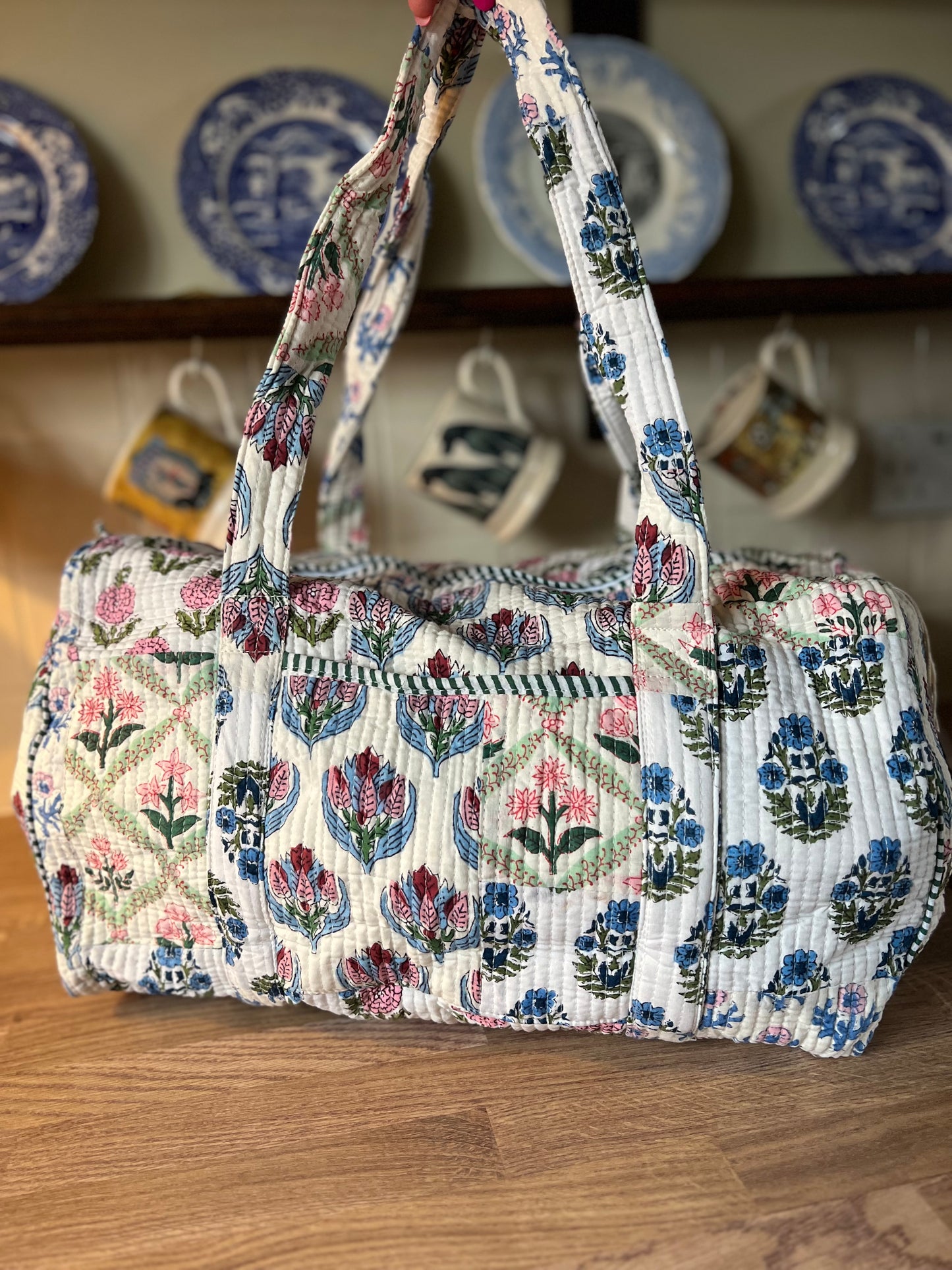 Patchwork Blockprint Weekend Bag