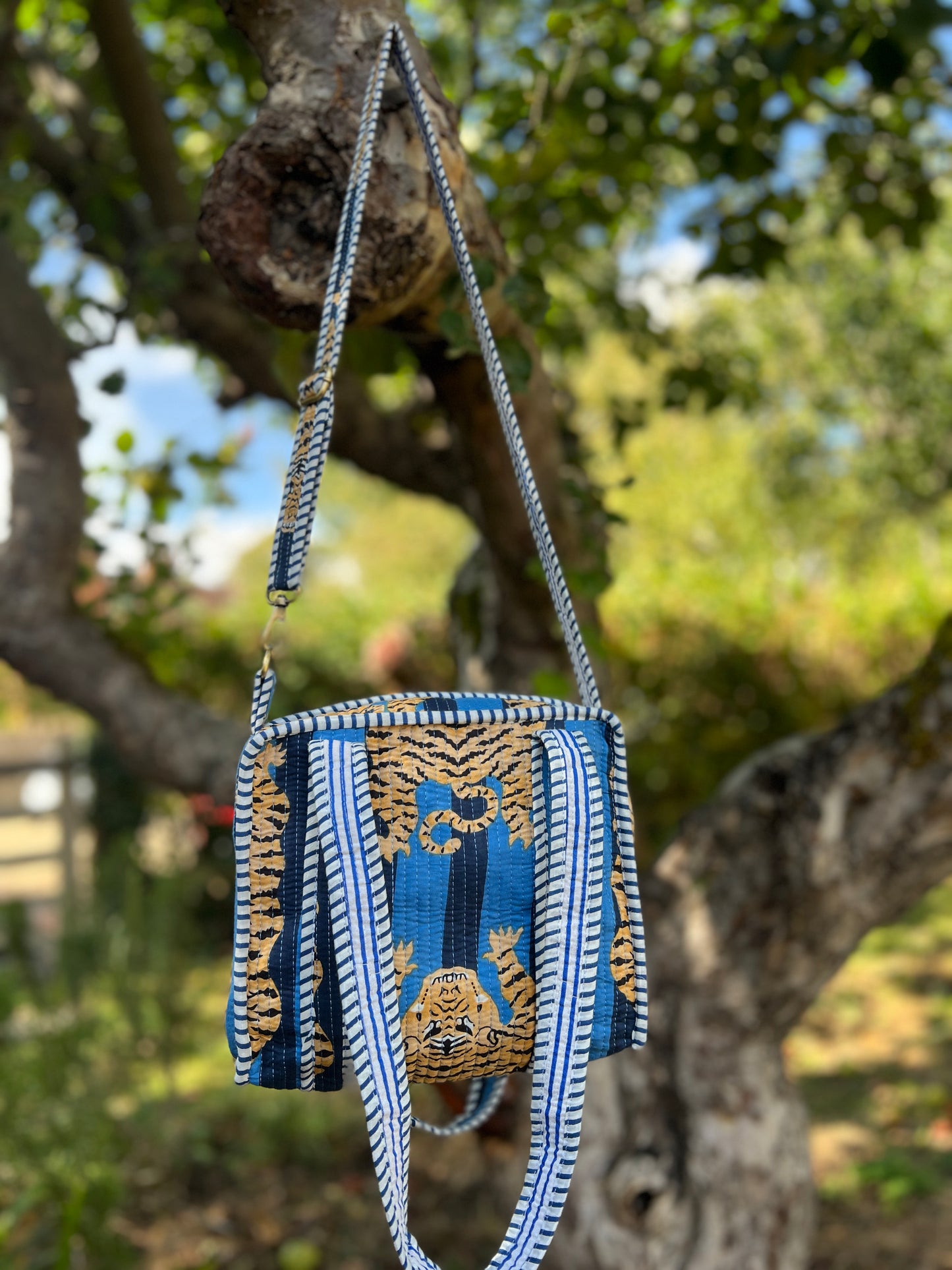 Blue Tiger Stripe Super Mini Tote