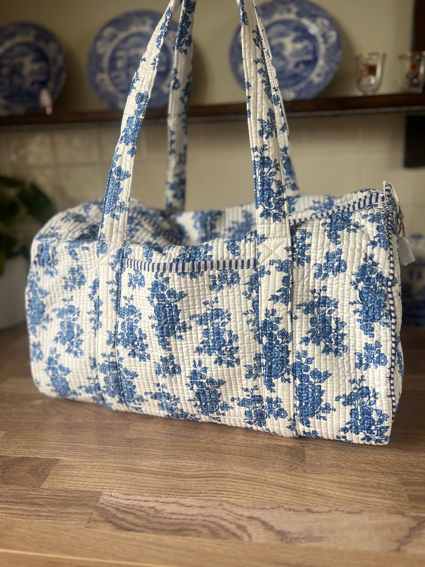 Blue Floral Weekend Bag