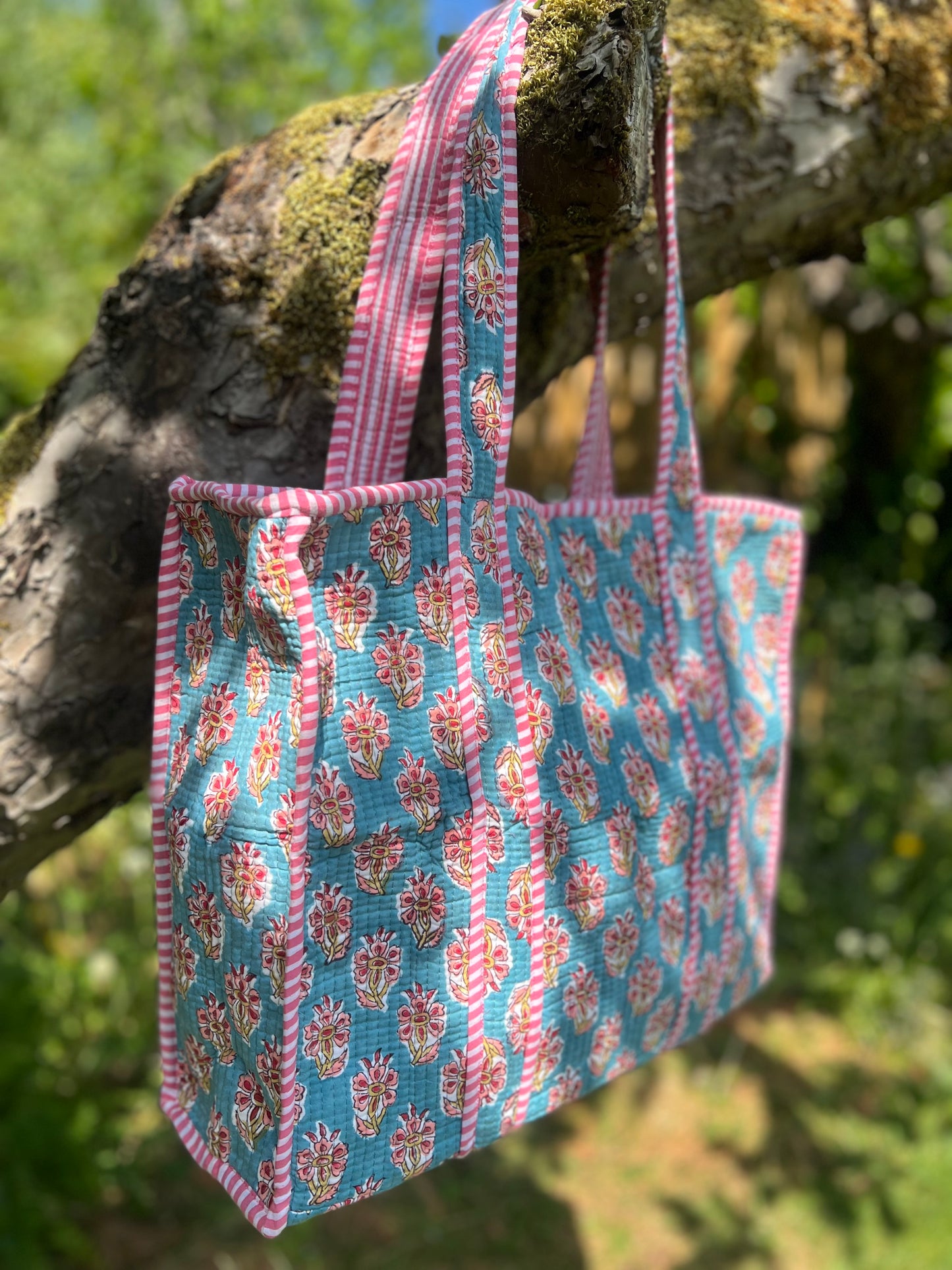Turquoise and Pink Tote Bag