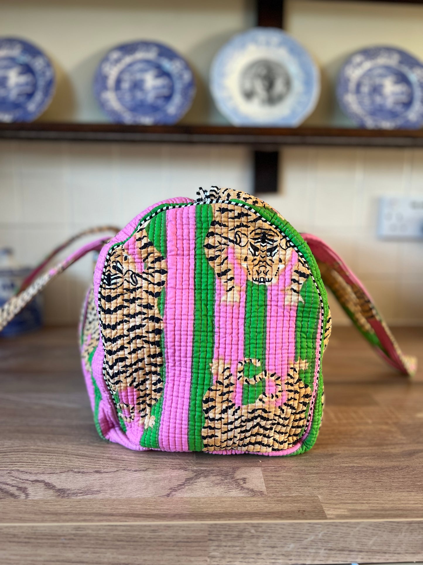 Pink and Green Tiger Weekend Bag