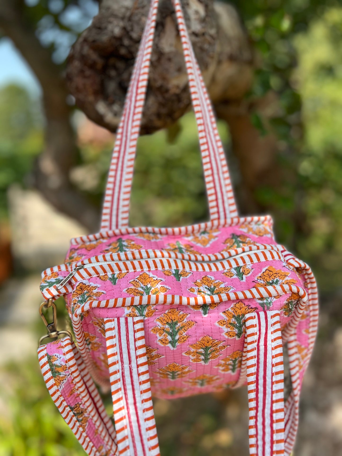 Pink and Turmeric Orange Super Mini Tote Bag