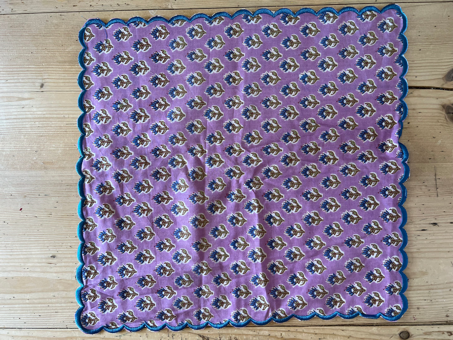 Purple and Blue Scalloped Napkins x 6