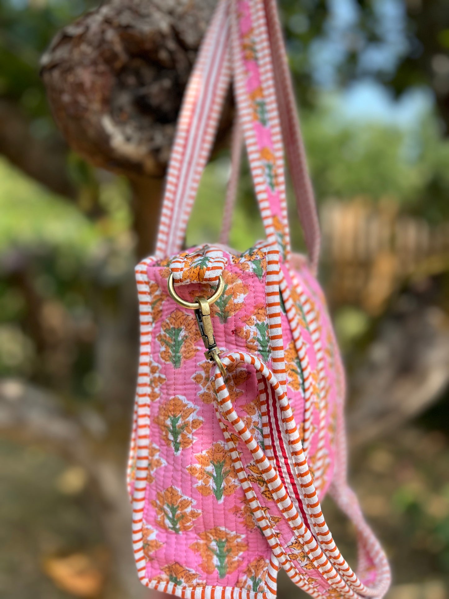 Pink and Turmeric Orange Super Mini Tote Bag