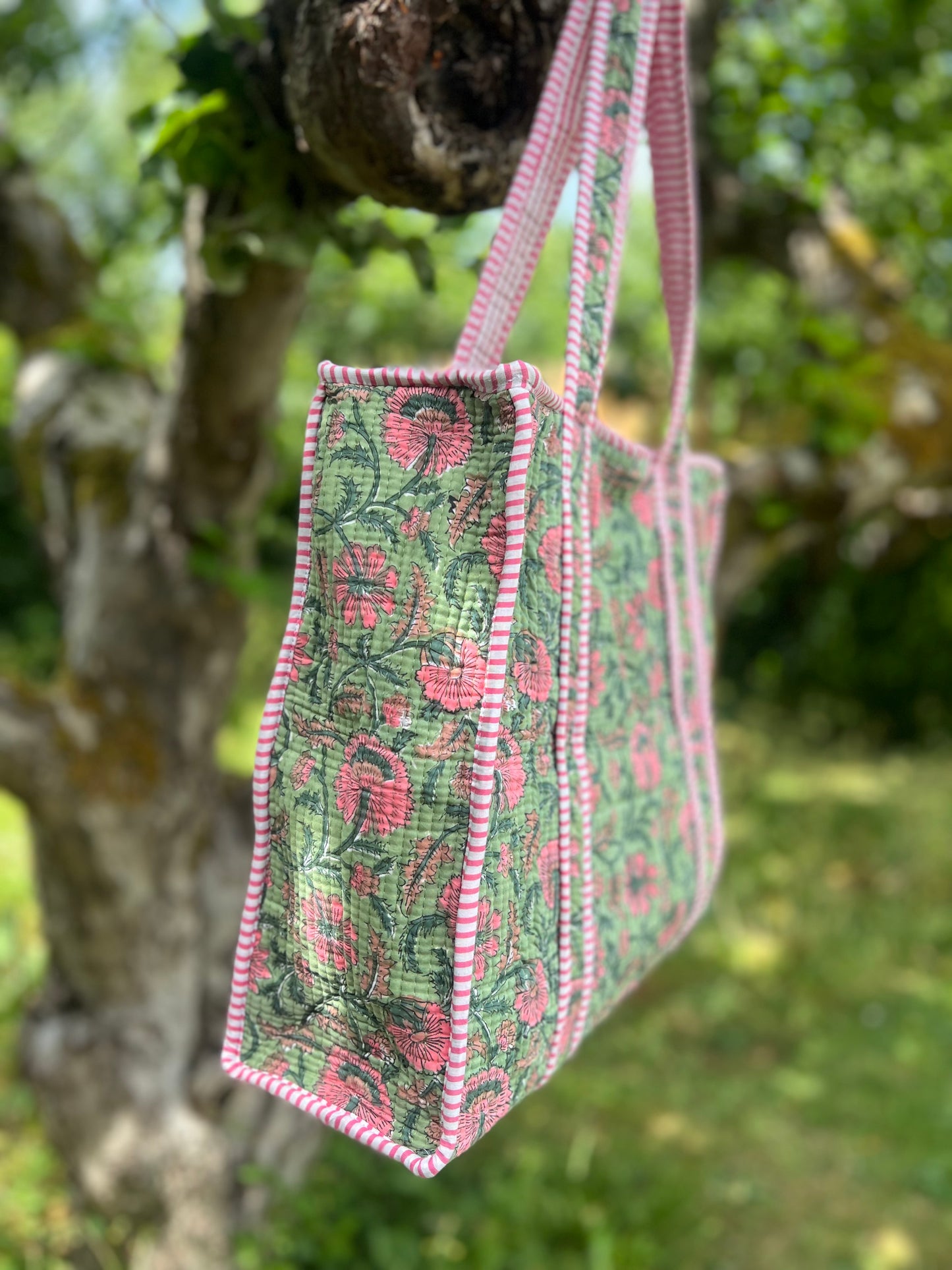 Kerala Green and Pink Tote bag