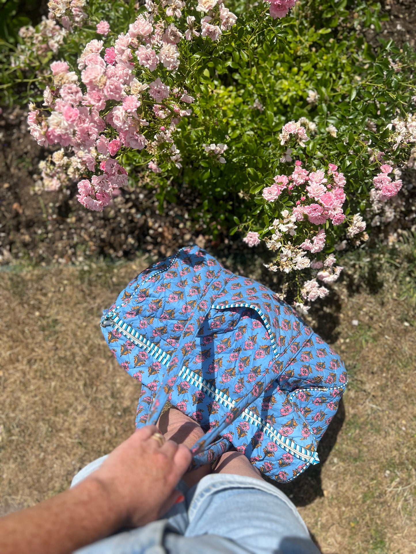 Extra large Blue Floral Weekend bag