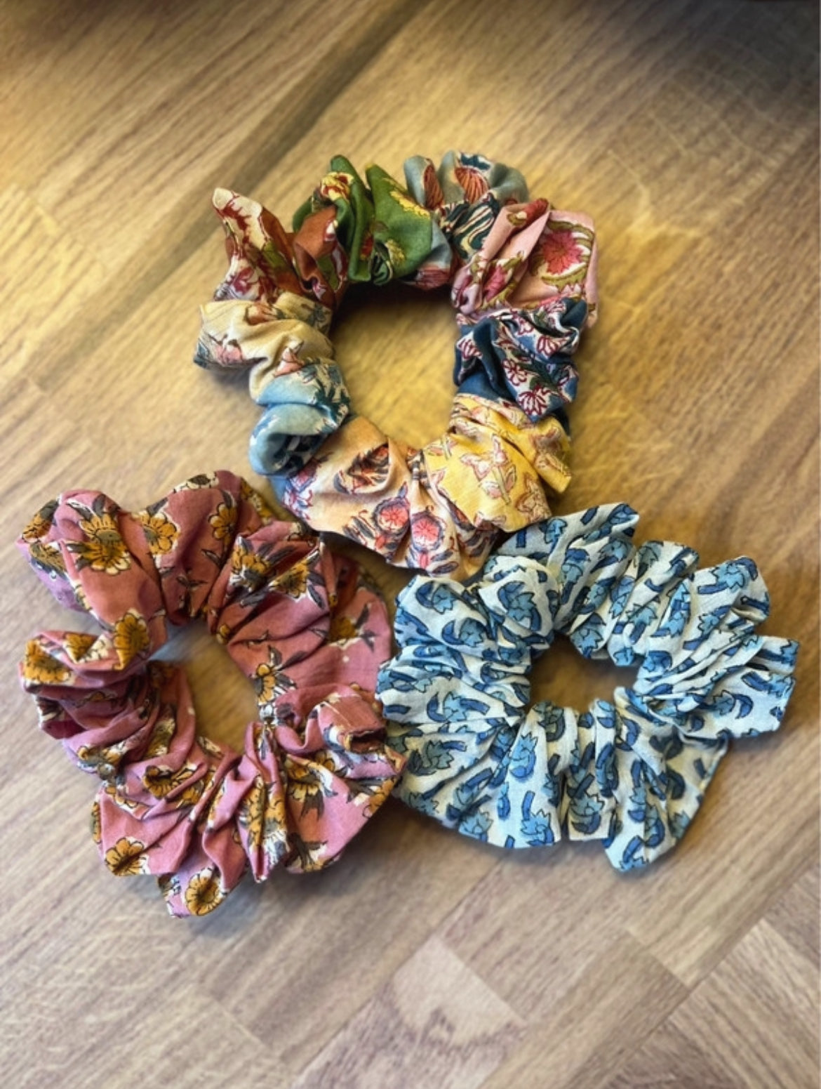 Blockprint Scrunchie Set of 3
