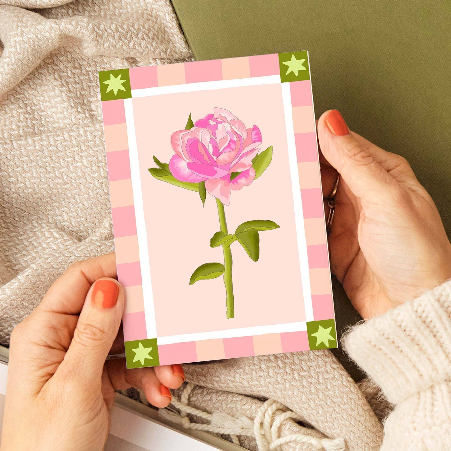 Pink Flower Blank Card | Just Because, Any Occasion