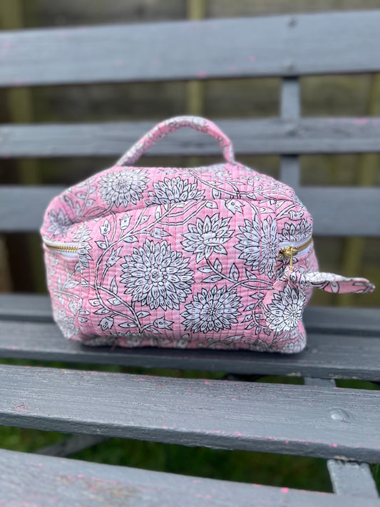 Pink Floral Makeup Case