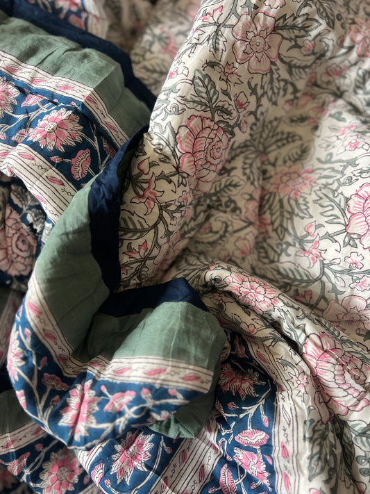 “Agra” Blockprint Reversible Quilt